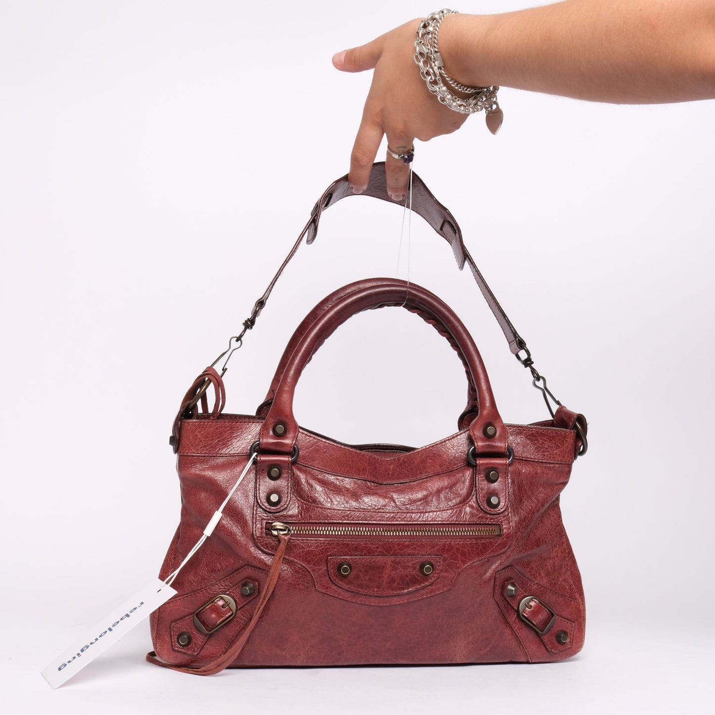 Balenciaga Maroon Leather First City Bag