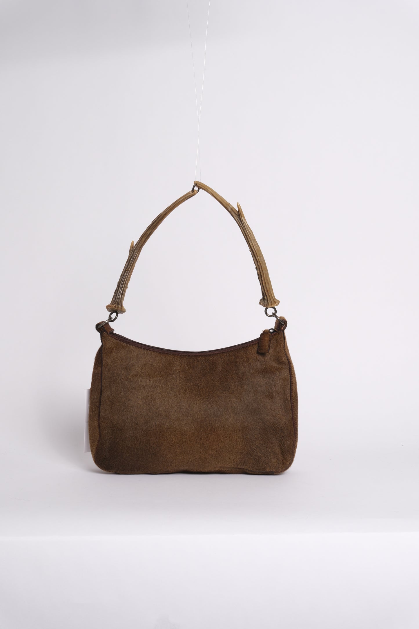 Prada Brown Pony Hair Acrylic Antler Handle Bag