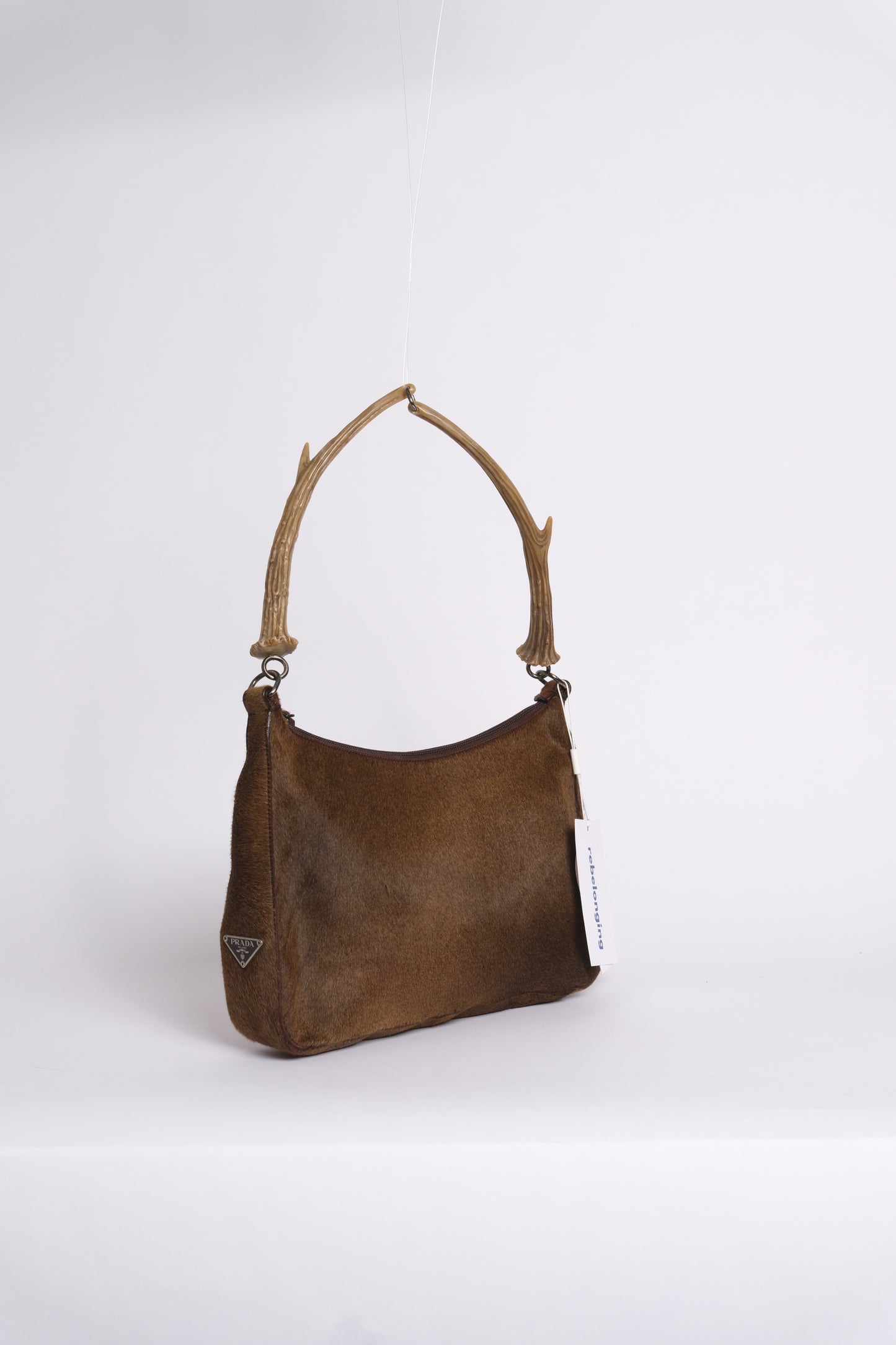 Prada Brown Pony Hair Acrylic Antler Handle Bag