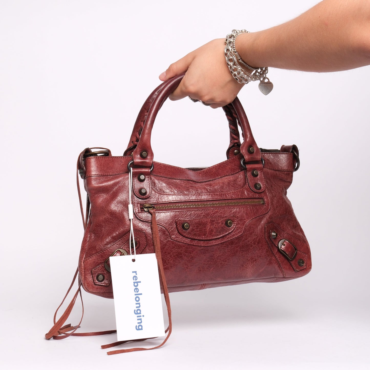 Balenciaga Maroon Leather First City Bag