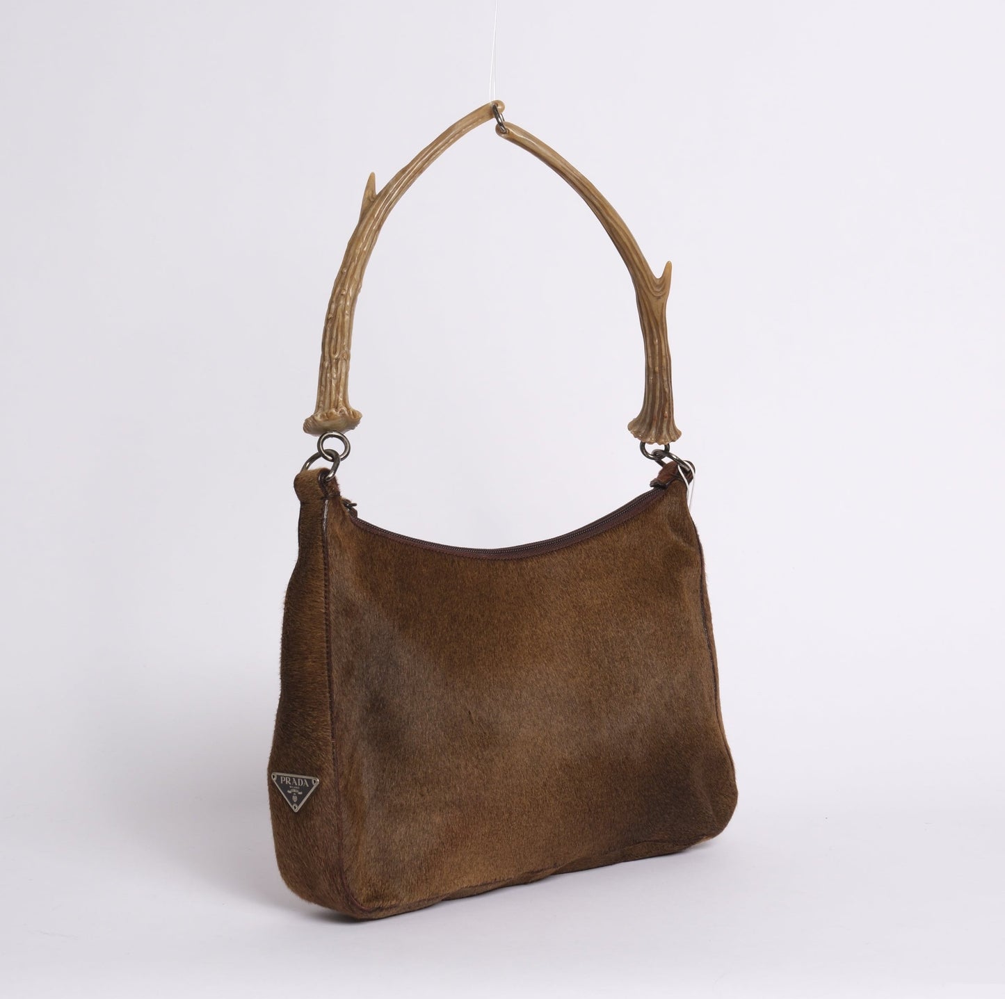Prada Brown Pony Hair Acrylic Antler Handle Bag