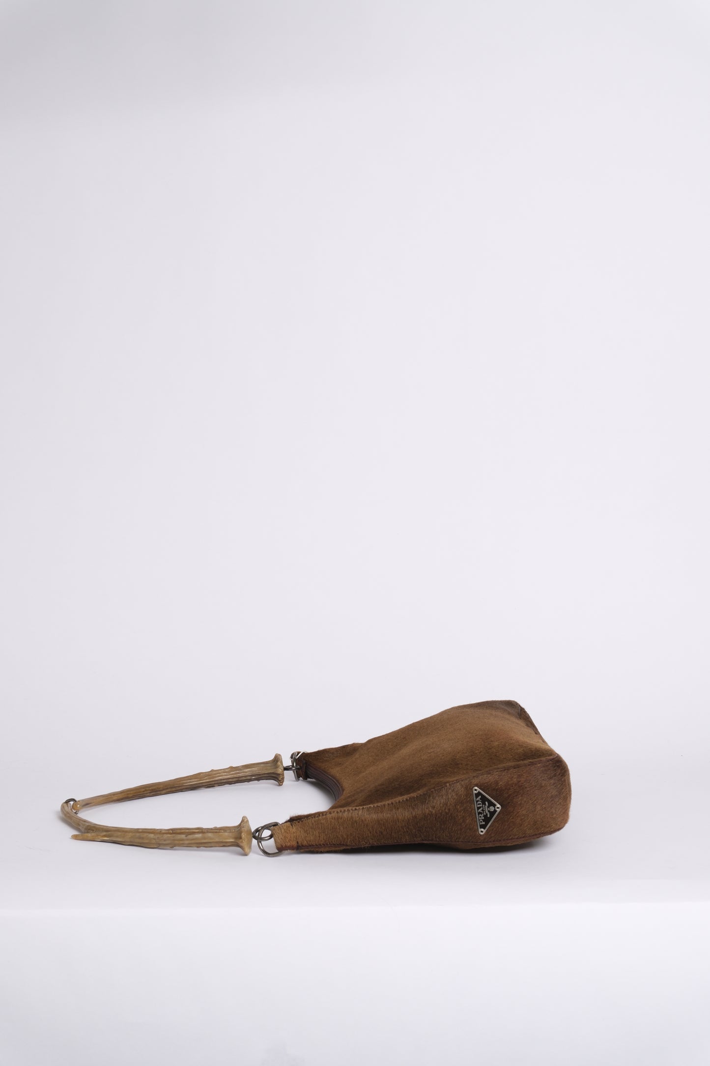 Prada Brown Pony Hair Acrylic Antler Handle Bag