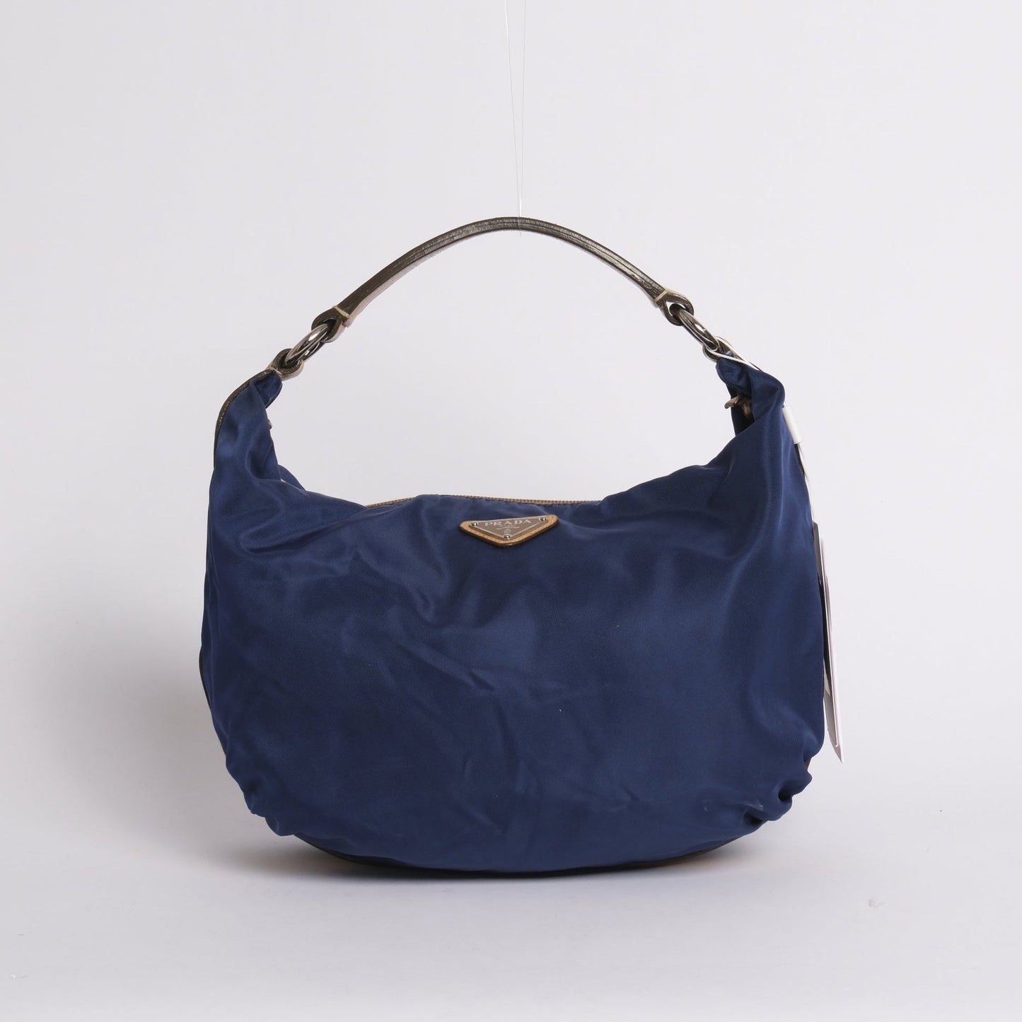 Prada Nylon Royal Blue Tan Handle Shoulder Bag