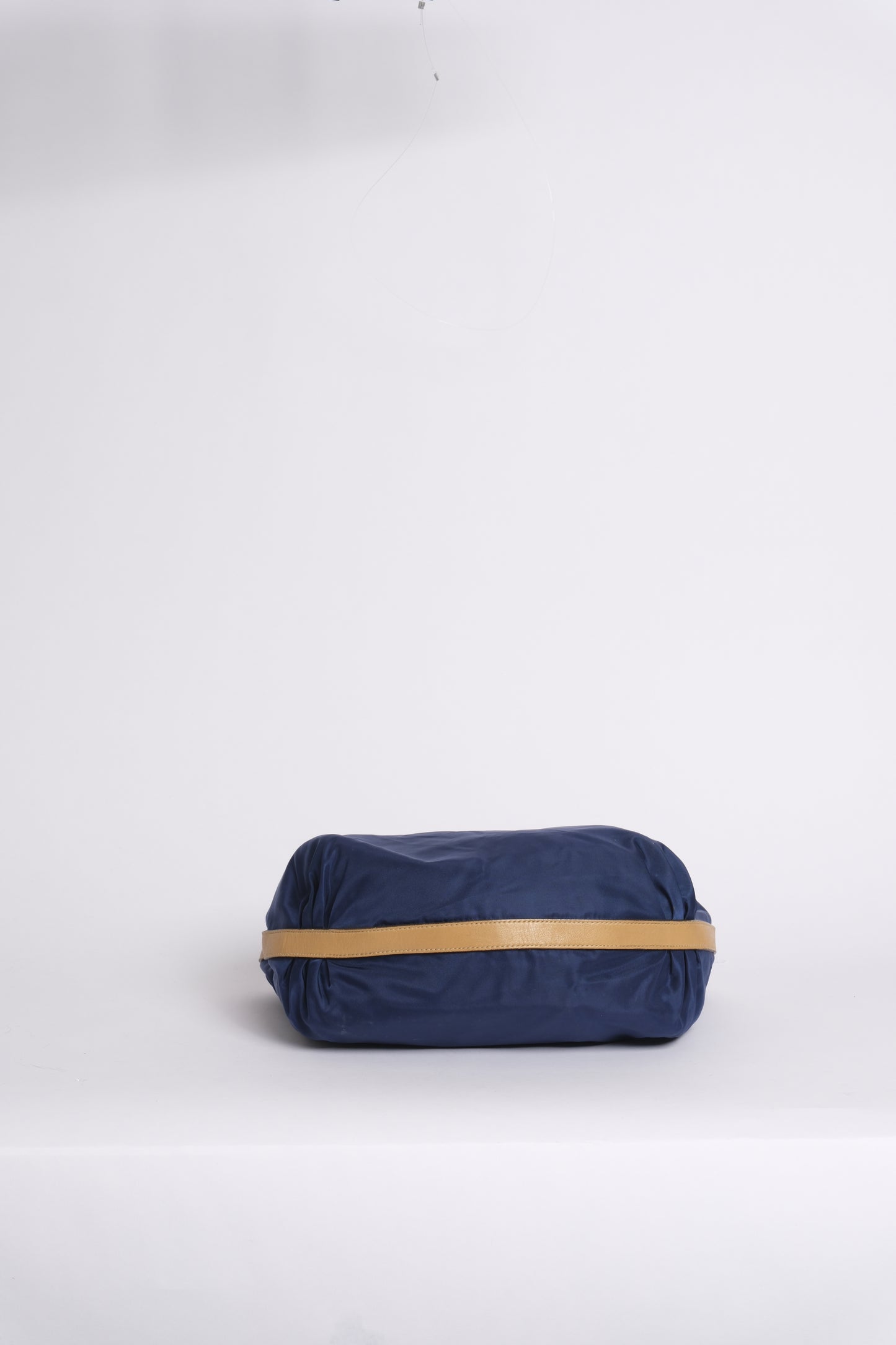 Prada Nylon Royal Blue Tan Handle Shoulder Bag
