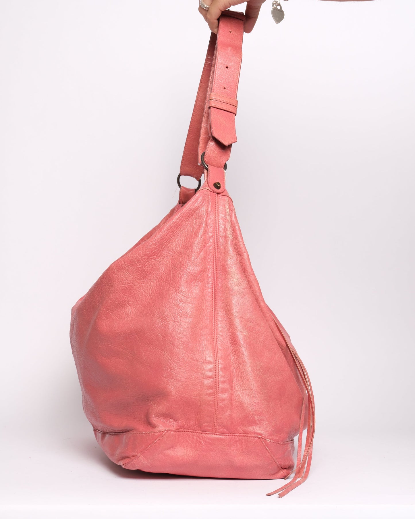 Balenciaga Pink Leather Classic Motocross Day Hobo Bag