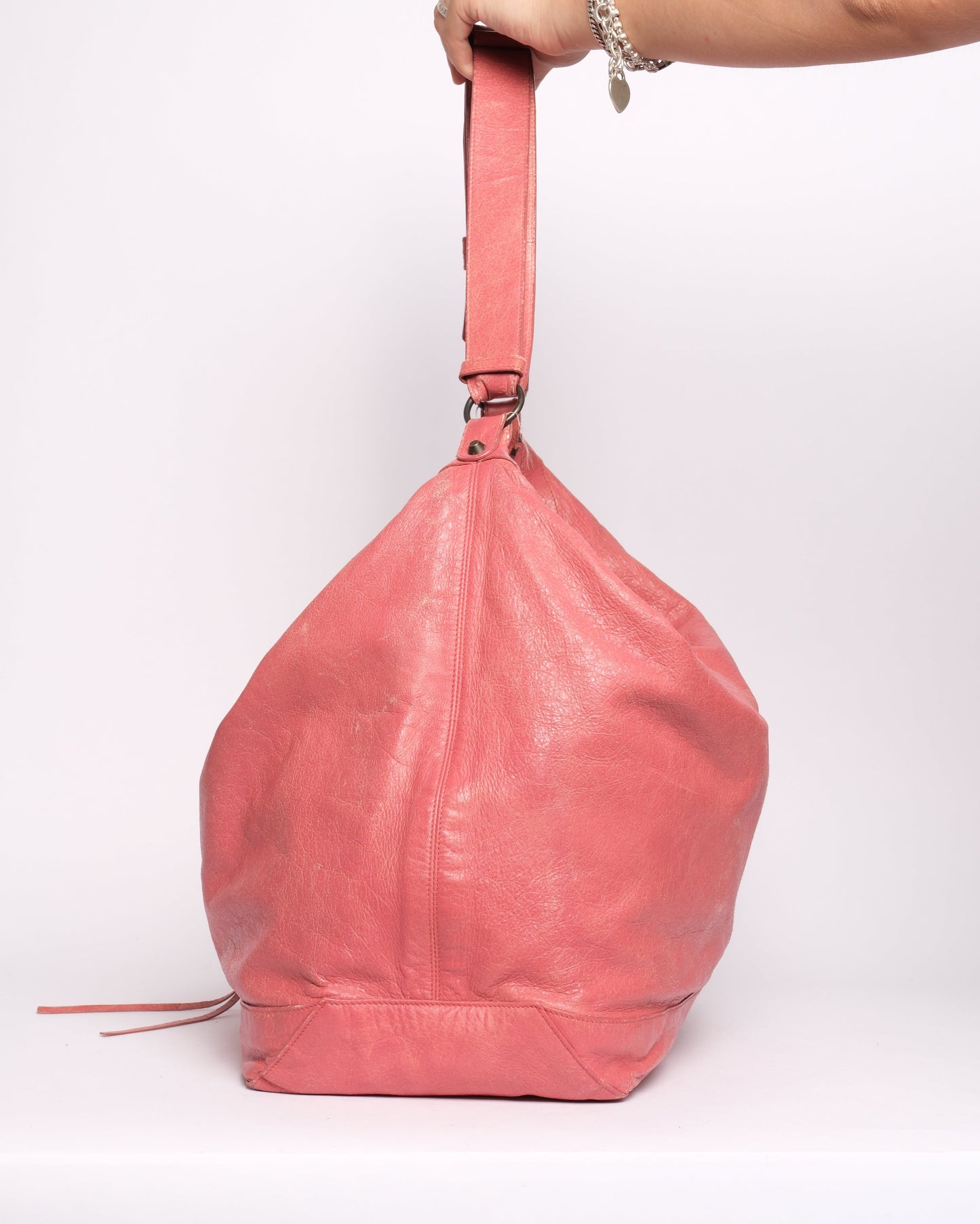 Balenciaga Pink Leather Classic Motocross Day Hobo Bag