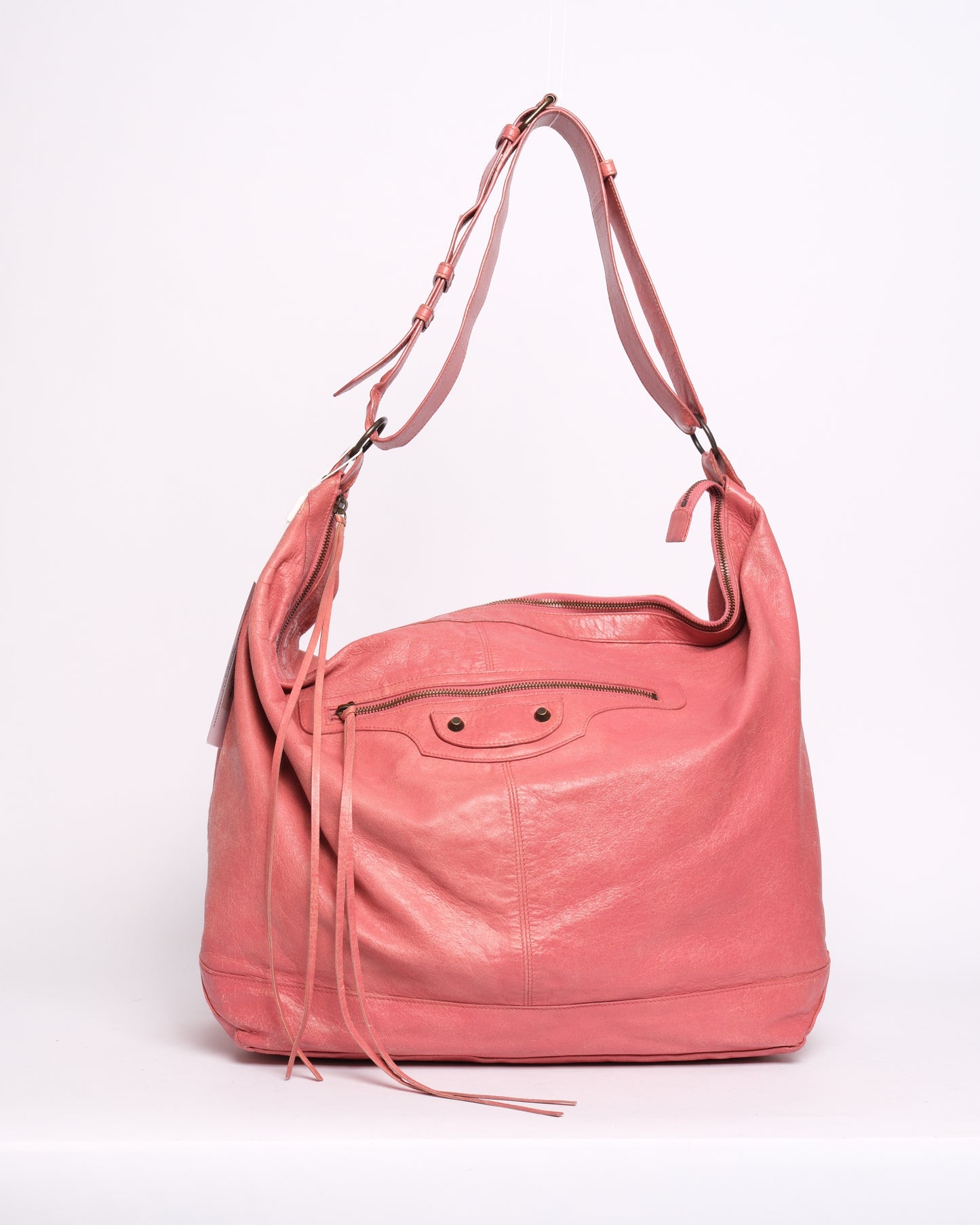 Balenciaga Pink Leather Classic Motocross Day Hobo Bag