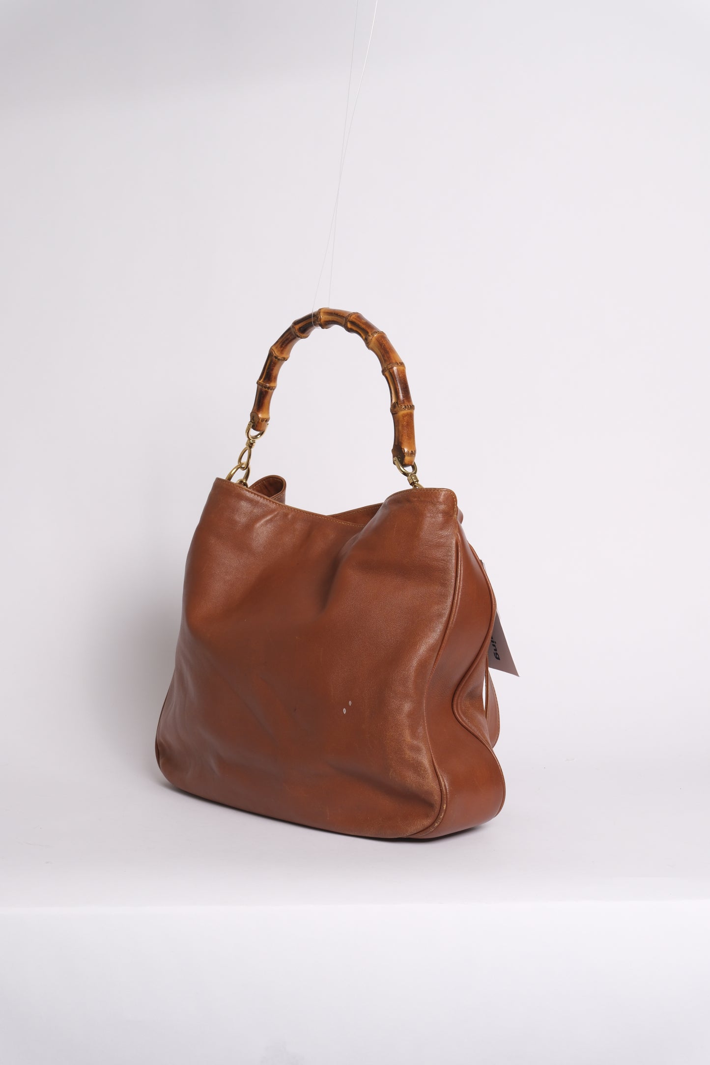 Gucci Brown Lambskin Bamboo Handle 2-Way Tote Bag