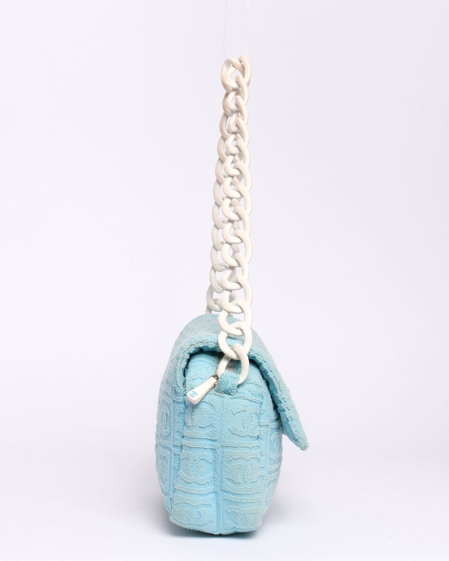 Chanel Light Blue CC Monogram Terry Cloth Sports Line Flap