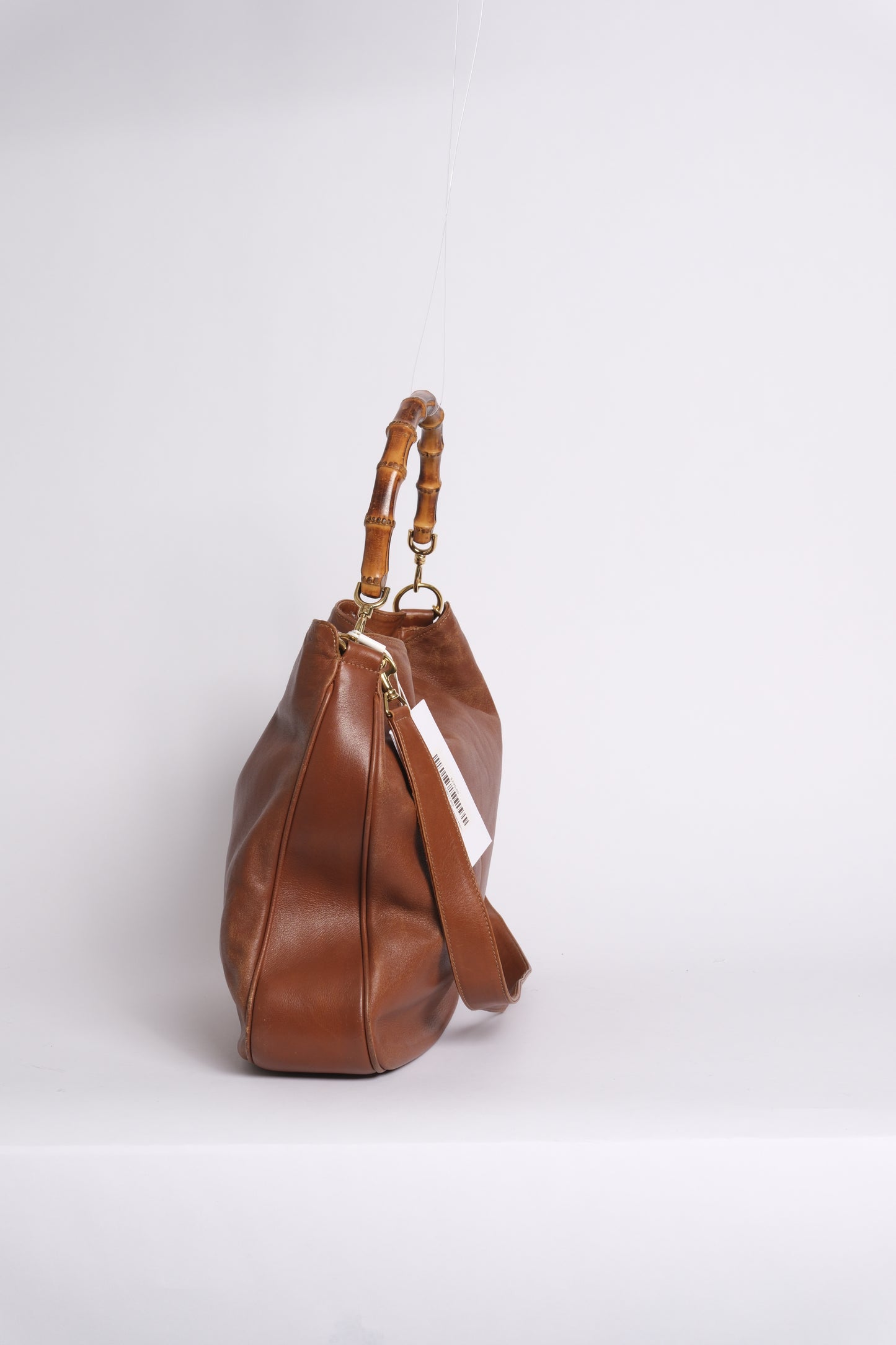 Gucci Brown Lambskin Bamboo Handle 2-Way Tote Bag