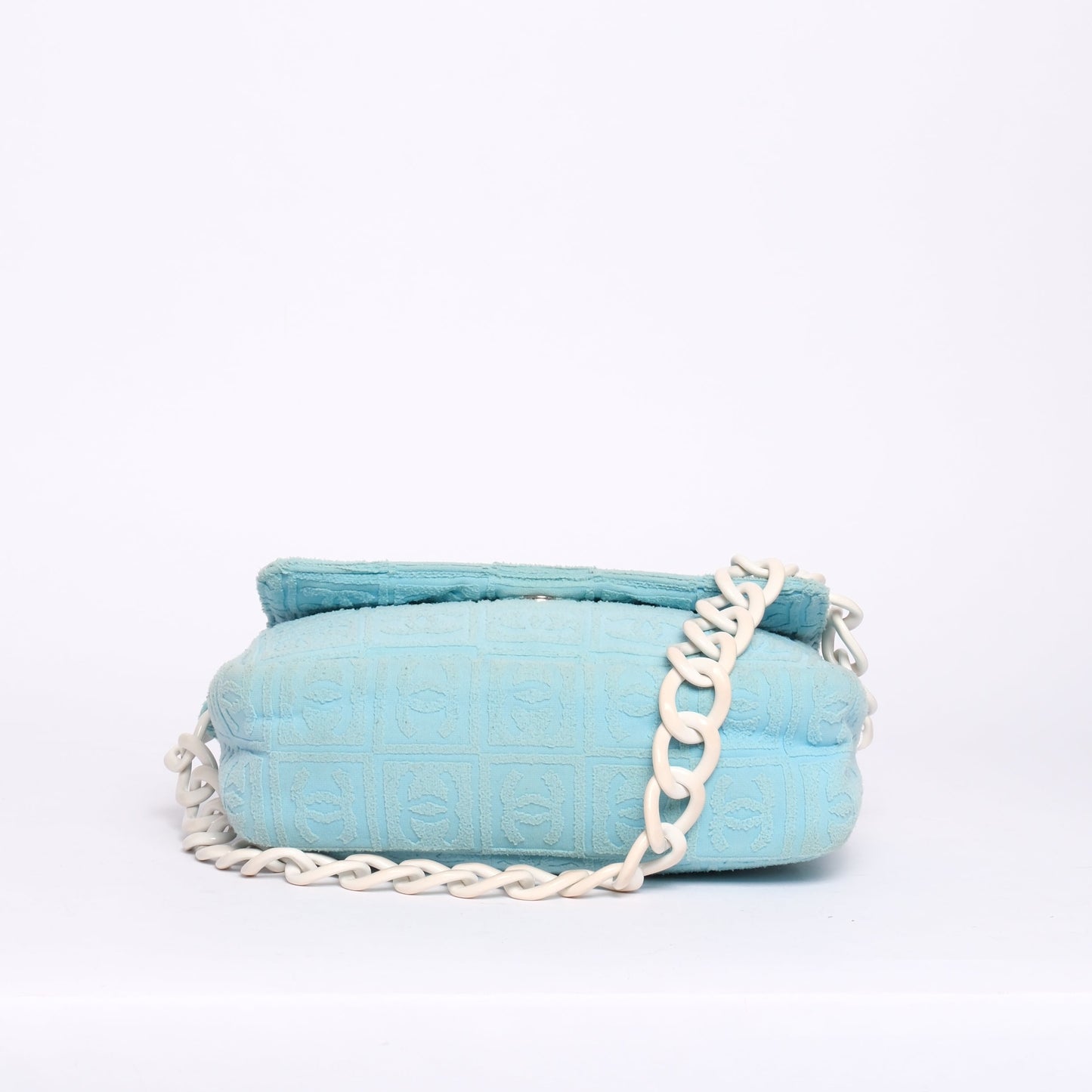Chanel Light Blue CC Monogram Terry Cloth Sports Line Flap