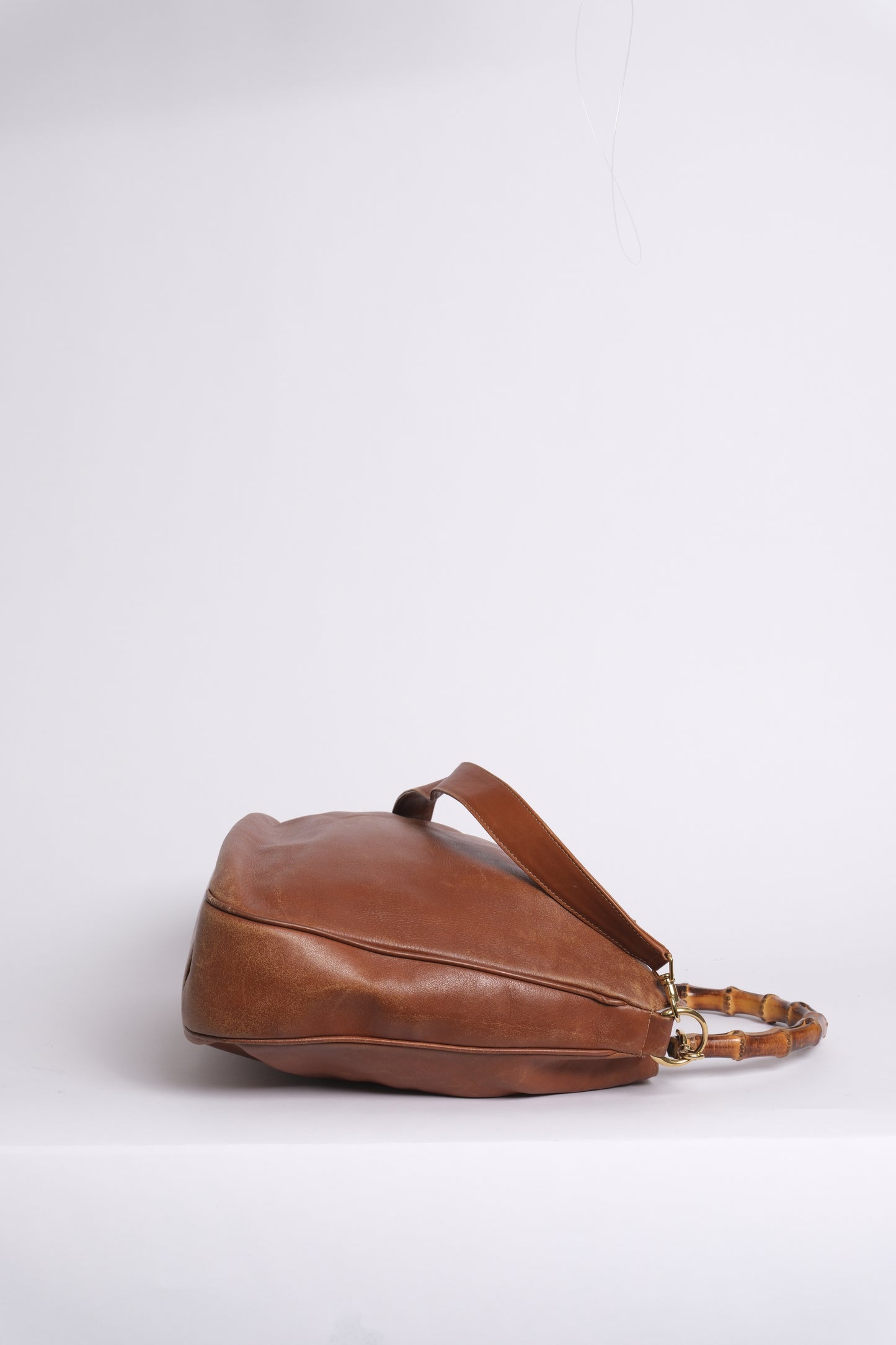 Gucci Brown Lambskin Bamboo Handle 2-Way Tote Bag