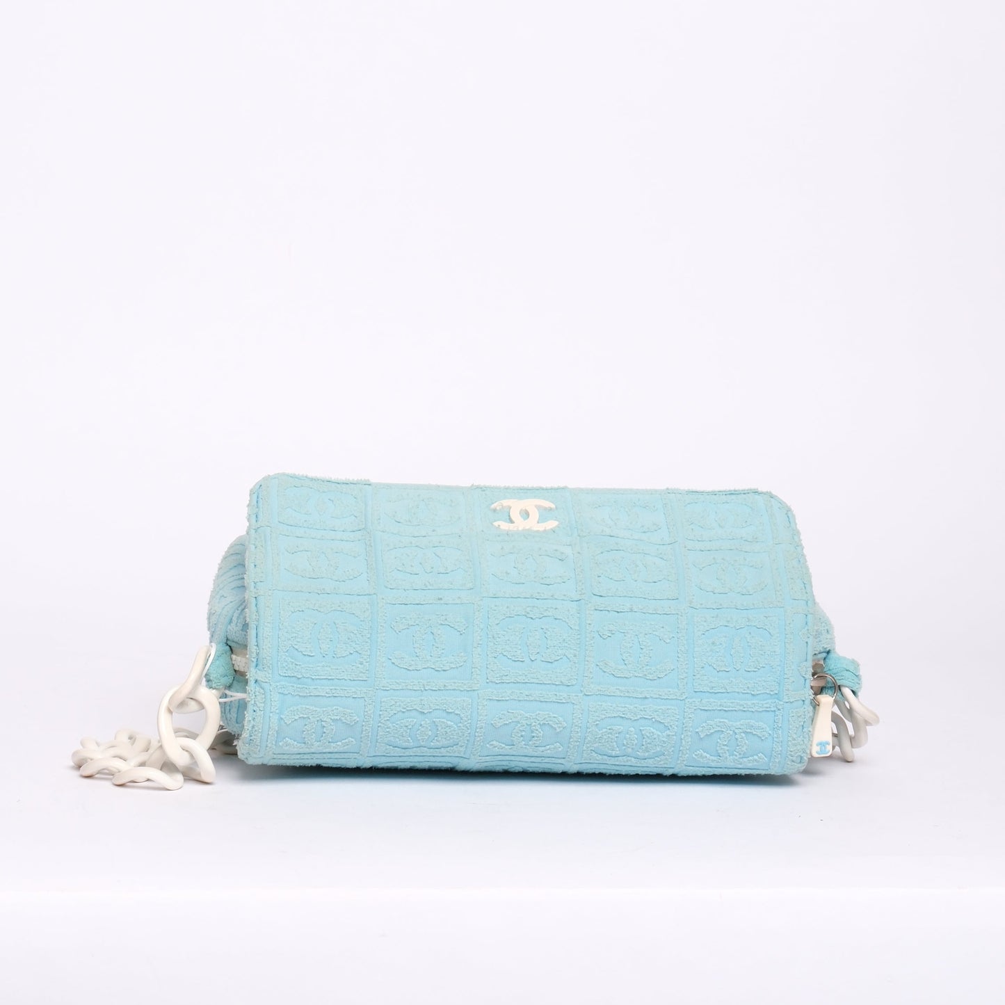 Chanel Light Blue CC Monogram Terry Cloth Sports Line Flap