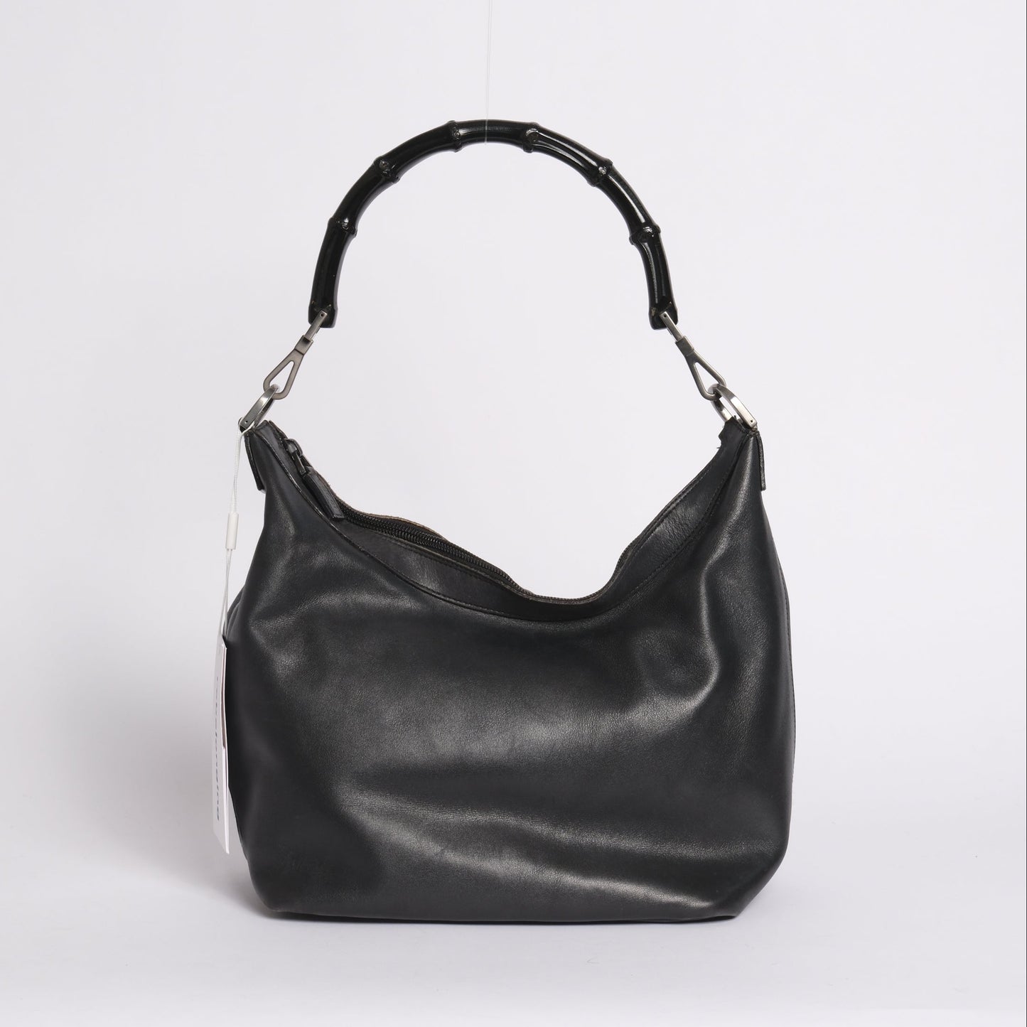 Gucci Black Lambskin Bamboo Handle Shoulder Bag