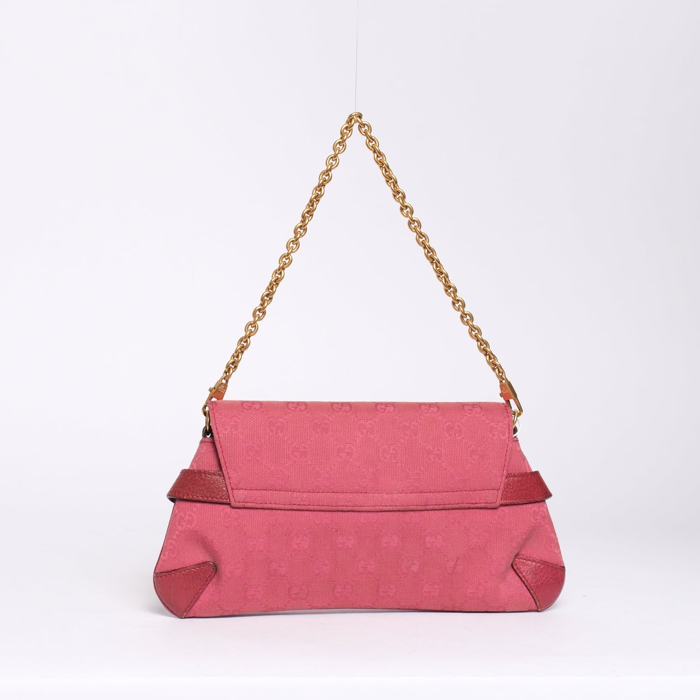 Gucci Pink Mauve Monogram Horsebit Small Shoulder Bag