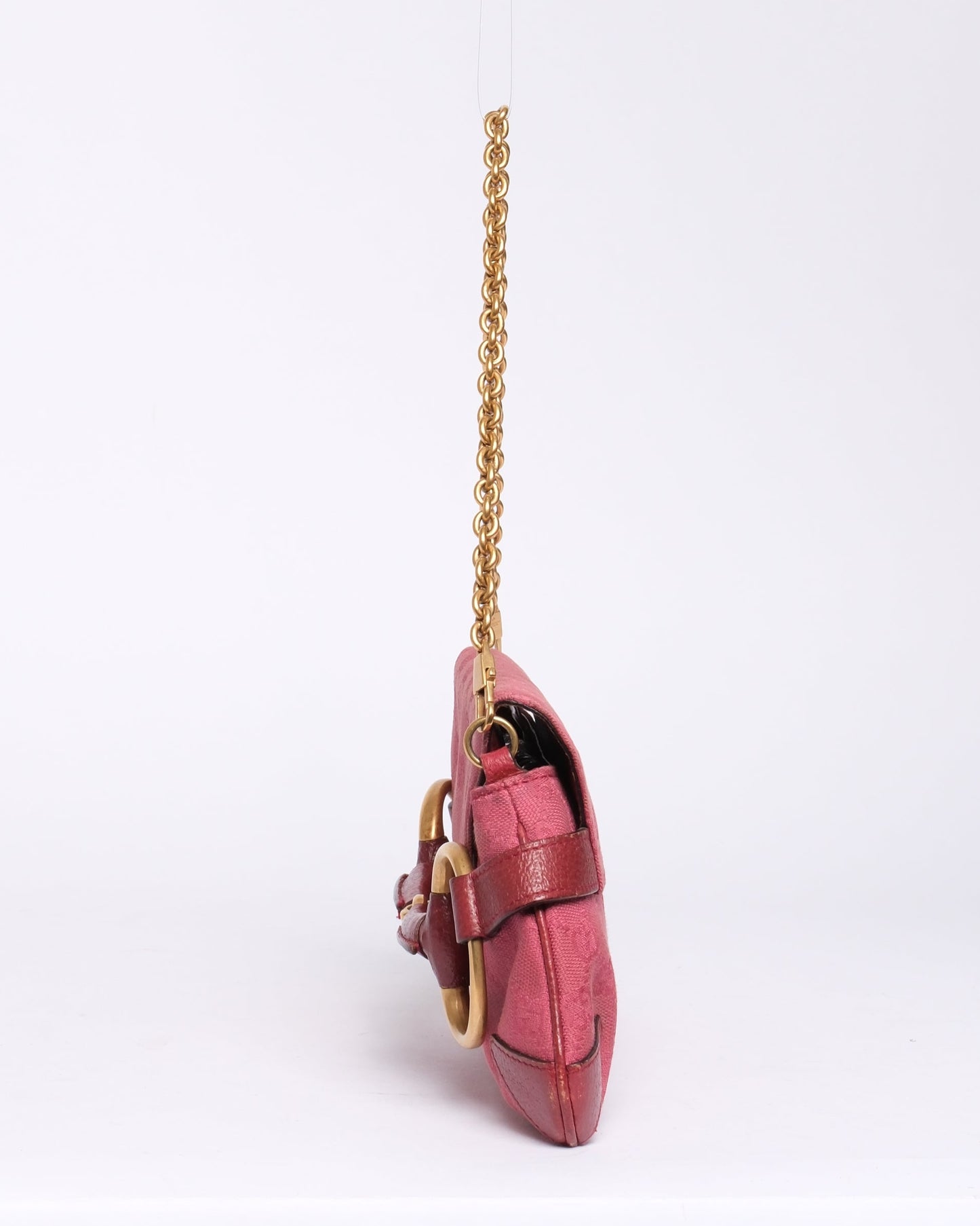 Gucci Pink Mauve Monogram Horsebit Small Shoulder Bag