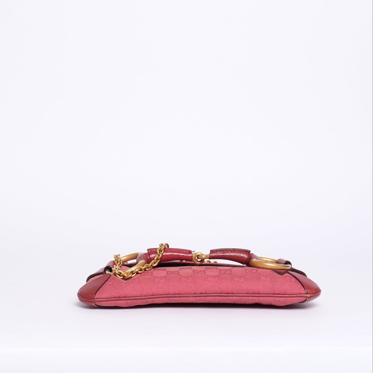 Gucci Pink Mauve Monogram Horsebit Small Shoulder Bag
