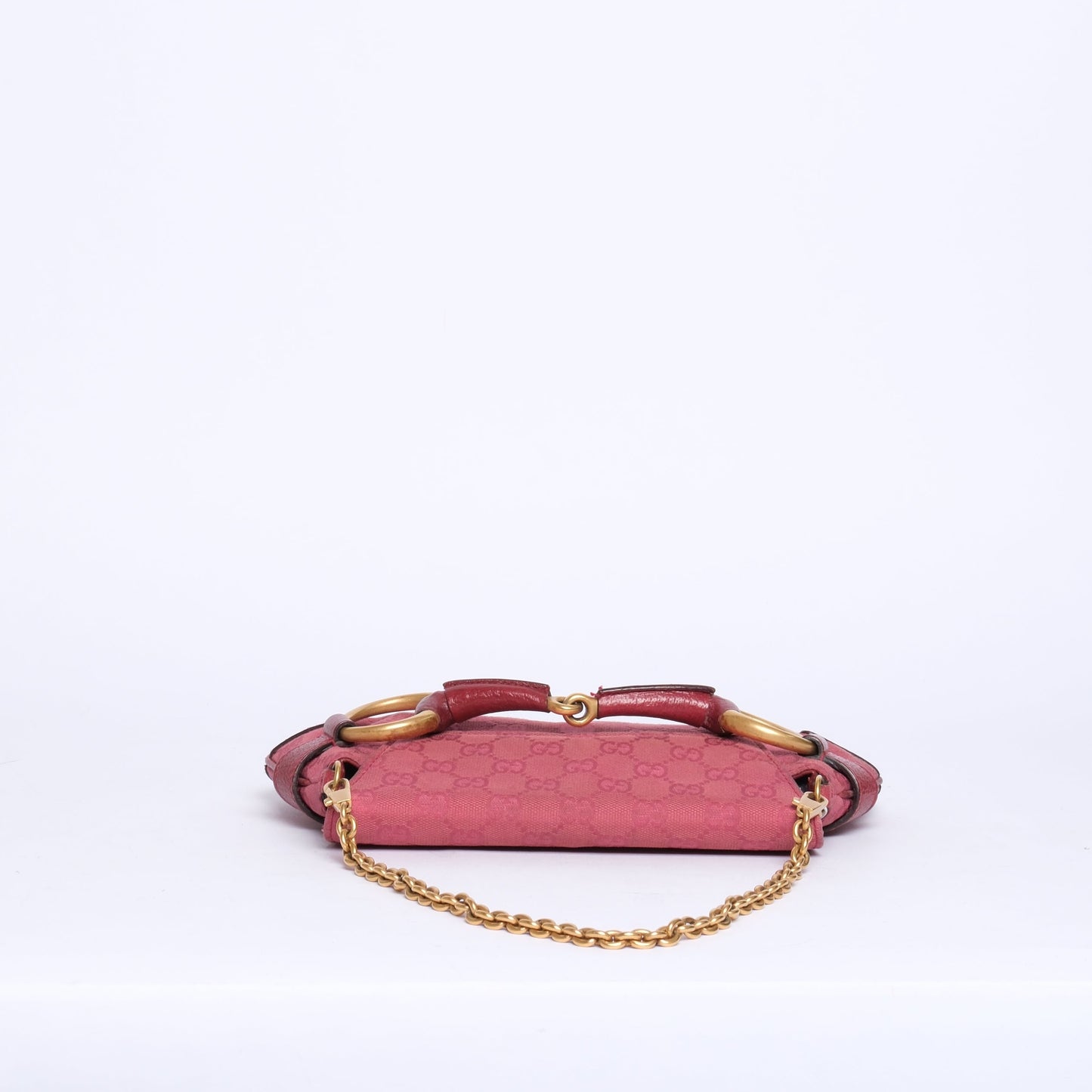Gucci Pink Mauve Monogram Horsebit Small Shoulder Bag