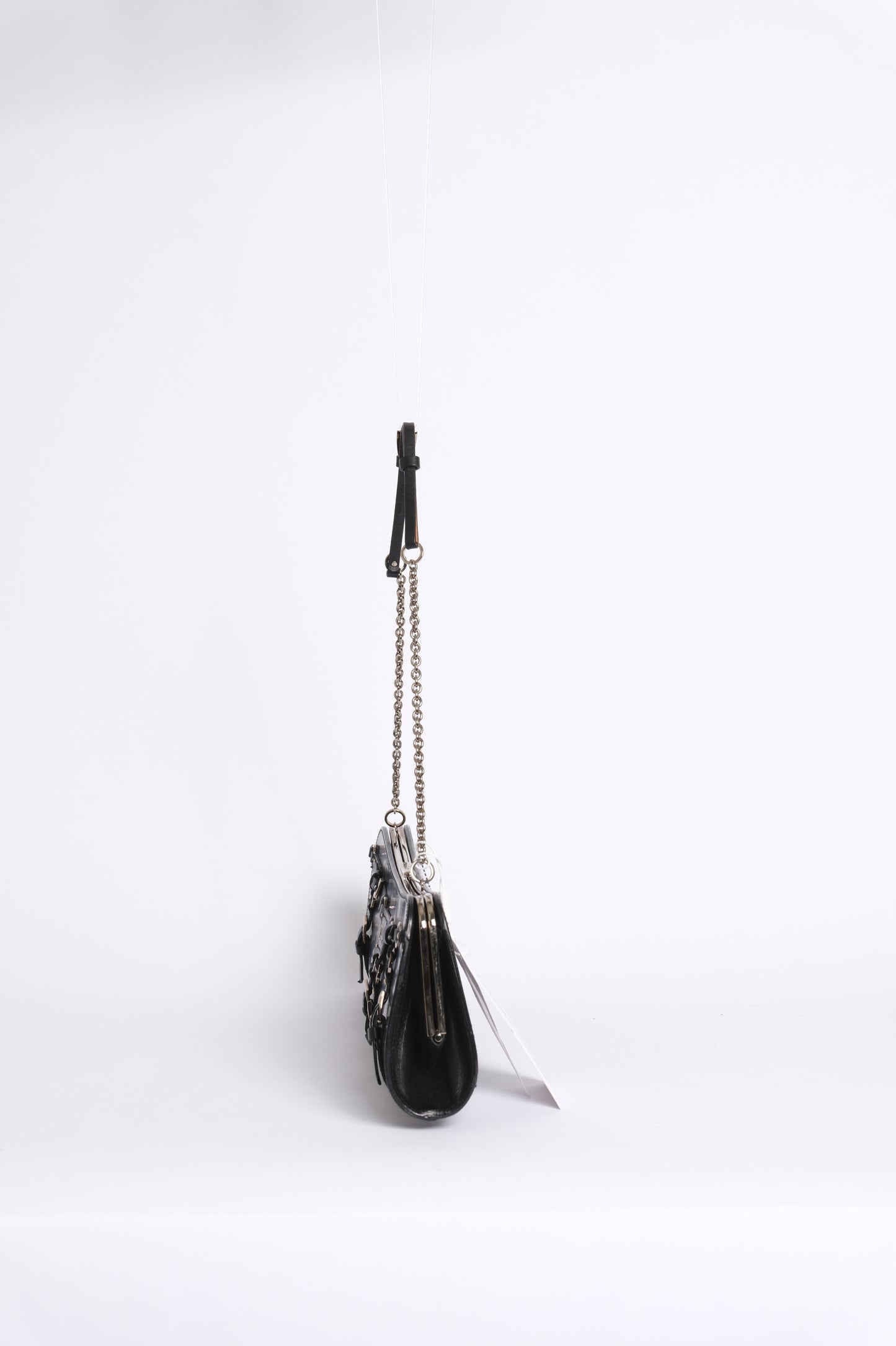 Christian Dior Black Patent Leather Bondage Shoulder Bag