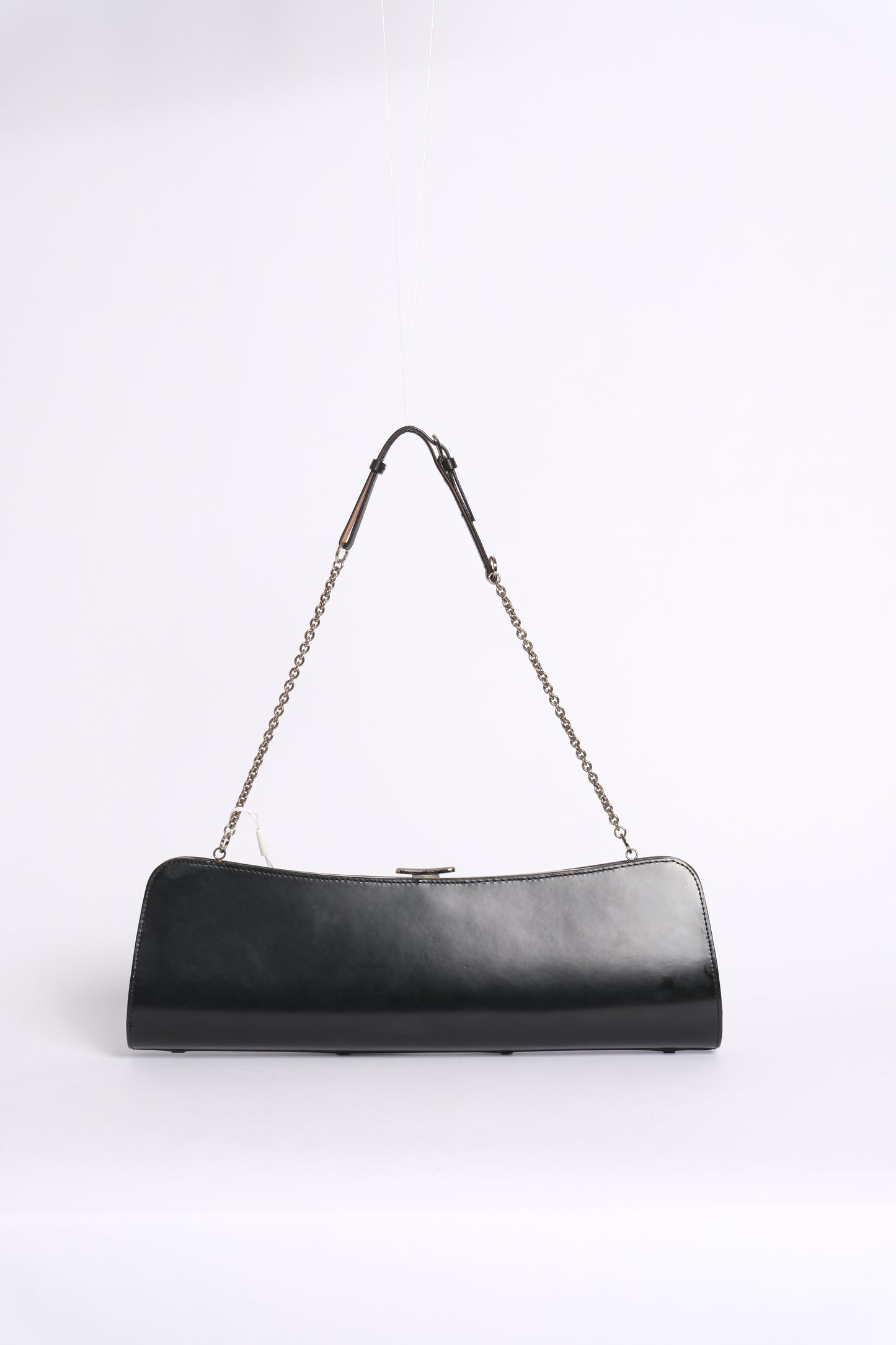 Christian Dior Black Patent Leather Bondage Shoulder Bag