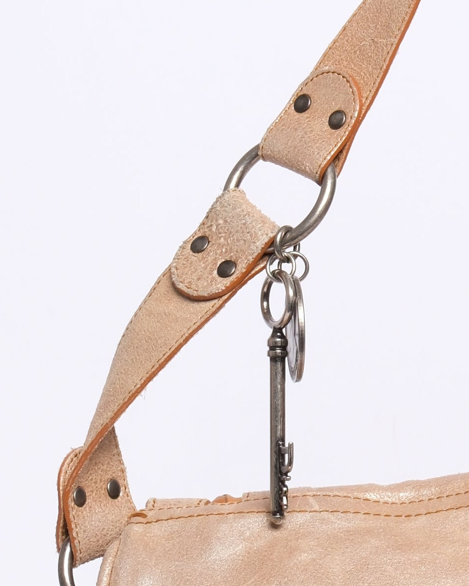 Chrisitian Dior Cream Metallic Gaucho Shoulder Bag