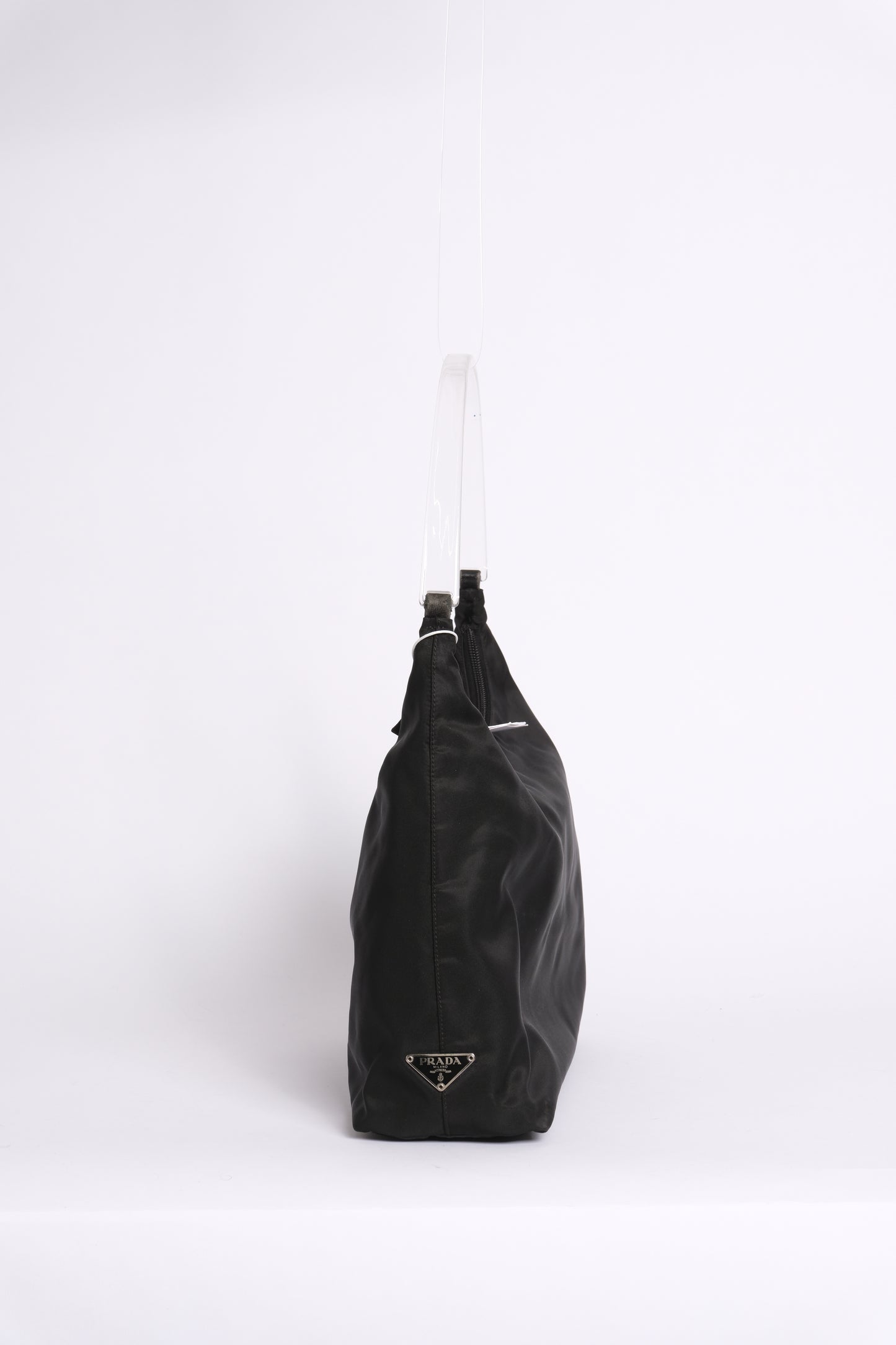 Prada Black Nylon & Acrylic Arc Handle Shoulder Bag
