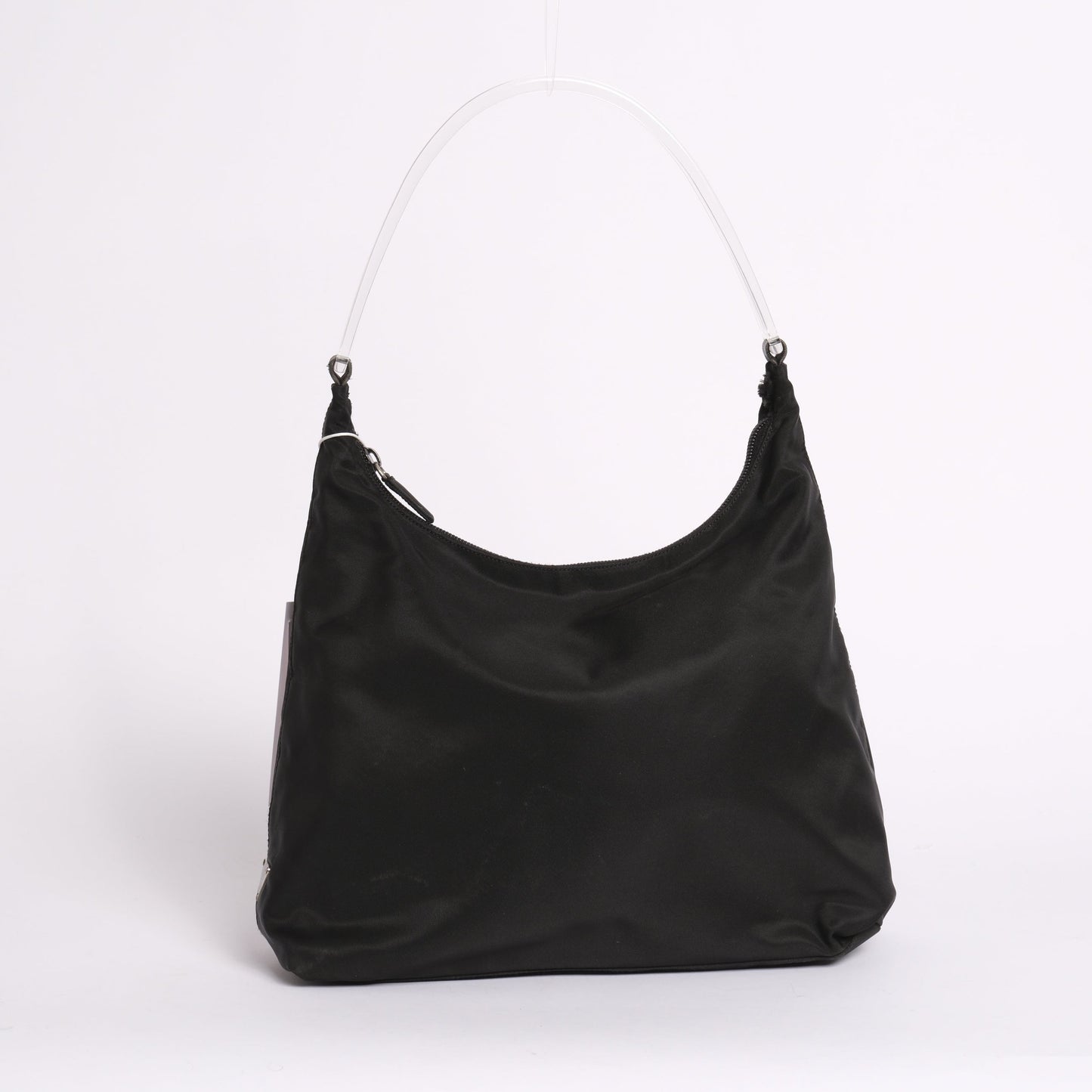 Prada Black Nylon & Acrylic Arc Handle Shoulder Bag