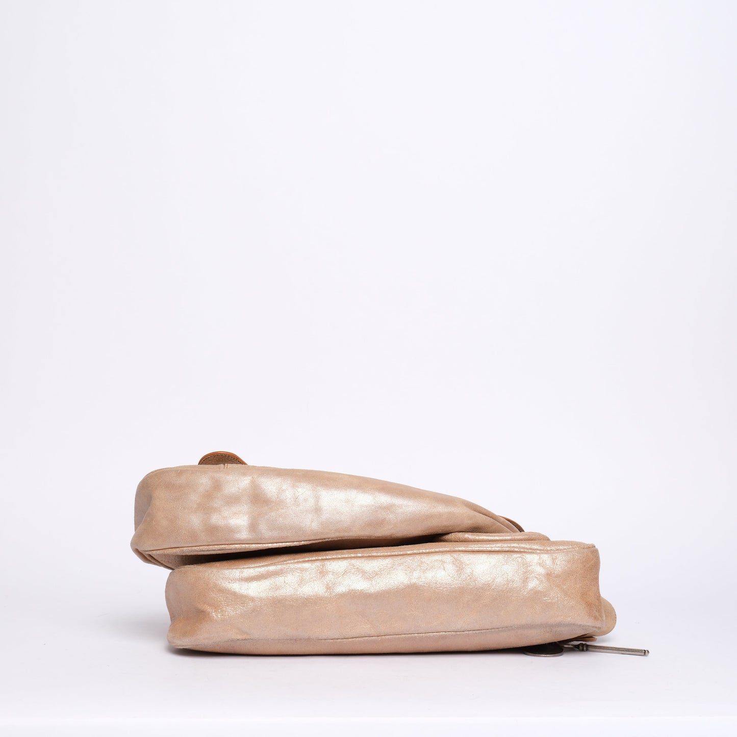 Chrisitian Dior Cream Metallic Gaucho Shoulder Bag