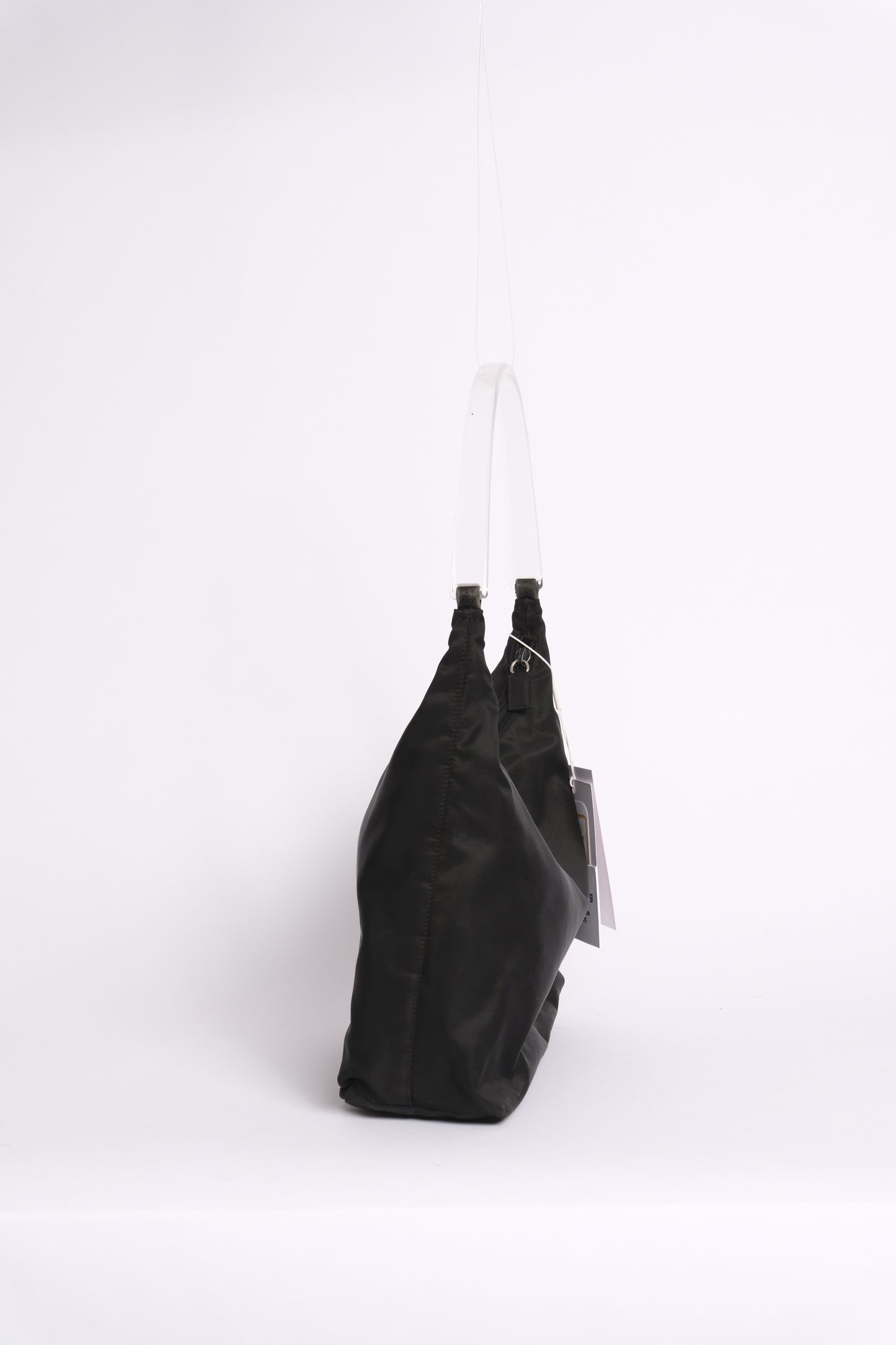Prada Black Nylon & Acrylic Arc Handle Shoulder Bag
