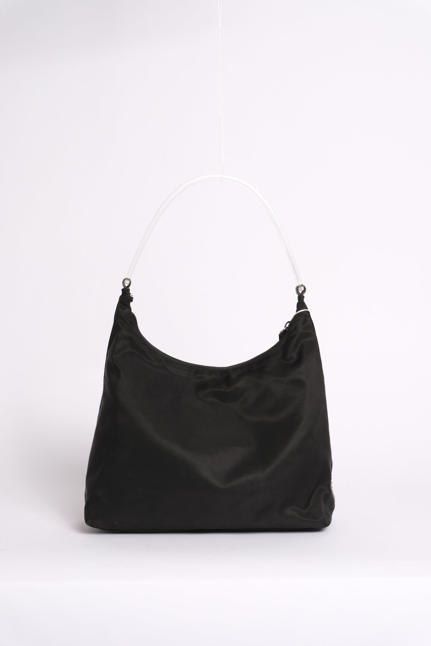 Prada Black Nylon & Acrylic Arc Handle Shoulder Bag