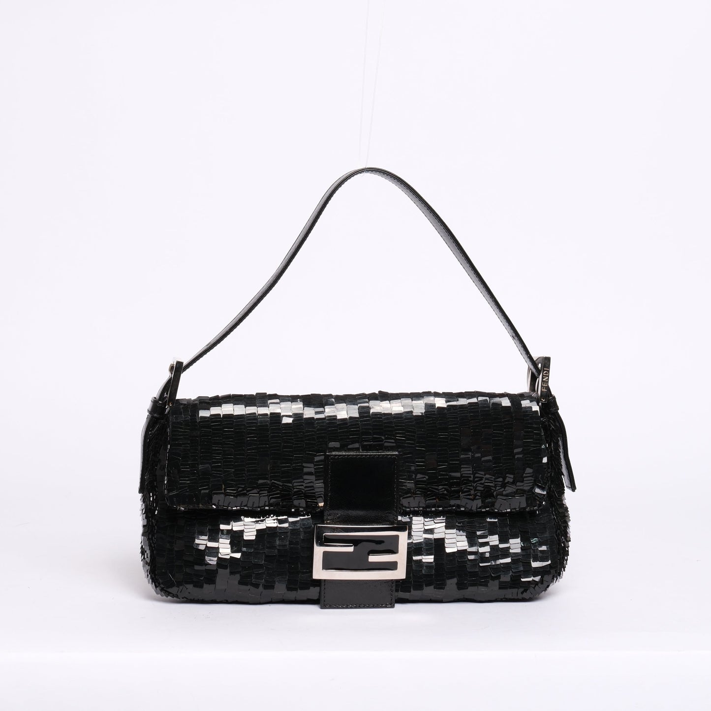 Fendi Black Sequin Baguette Shoulder Bag
