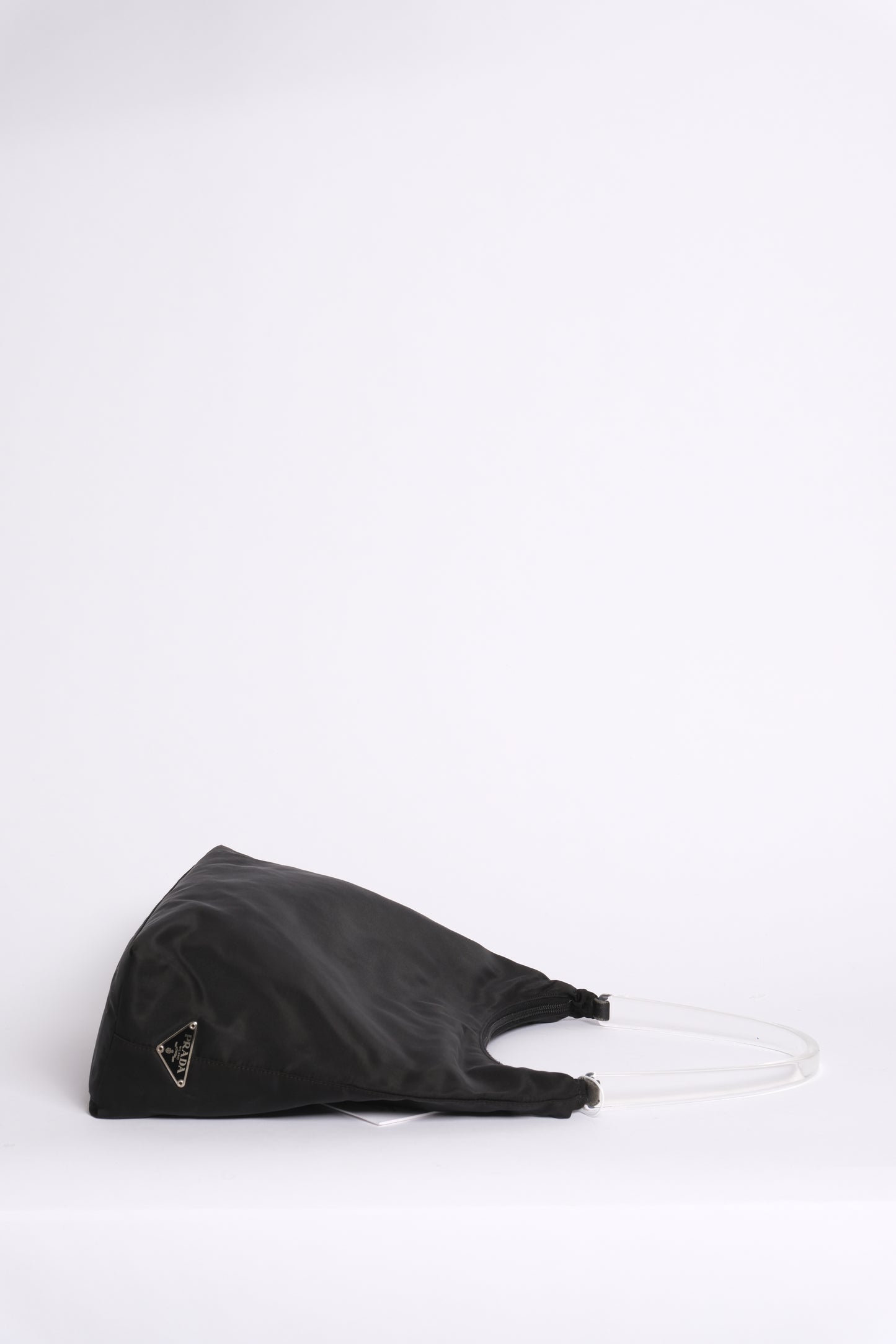 Prada Black Nylon & Acrylic Arc Handle Shoulder Bag