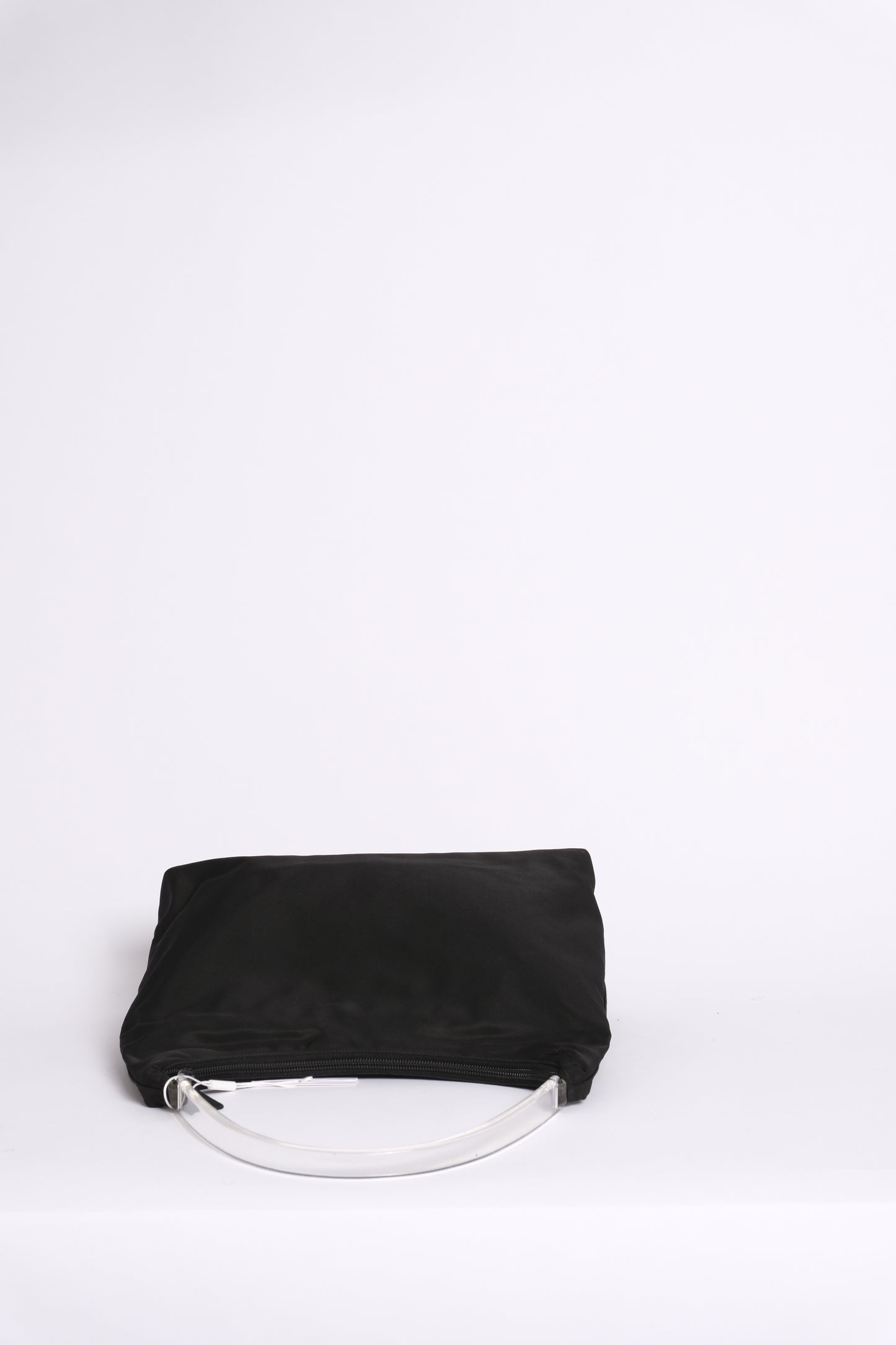 Prada Black Nylon & Acrylic Arc Handle Shoulder Bag
