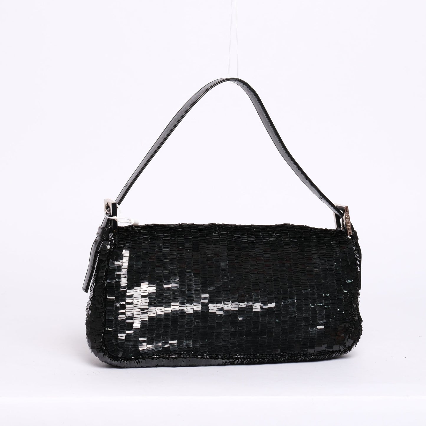 Fendi Black Sequin Baguette Shoulder Bag