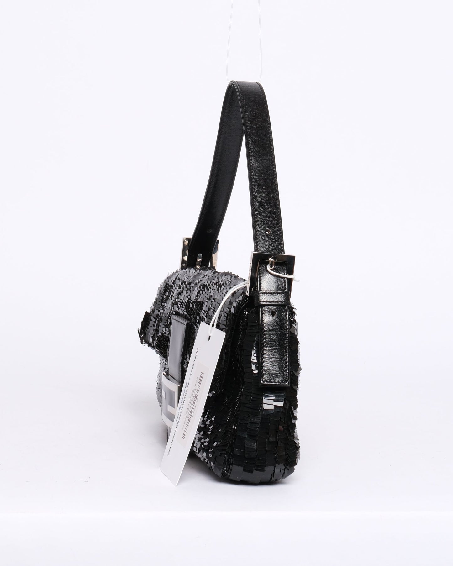 Fendi Black Sequin Baguette Shoulder Bag
