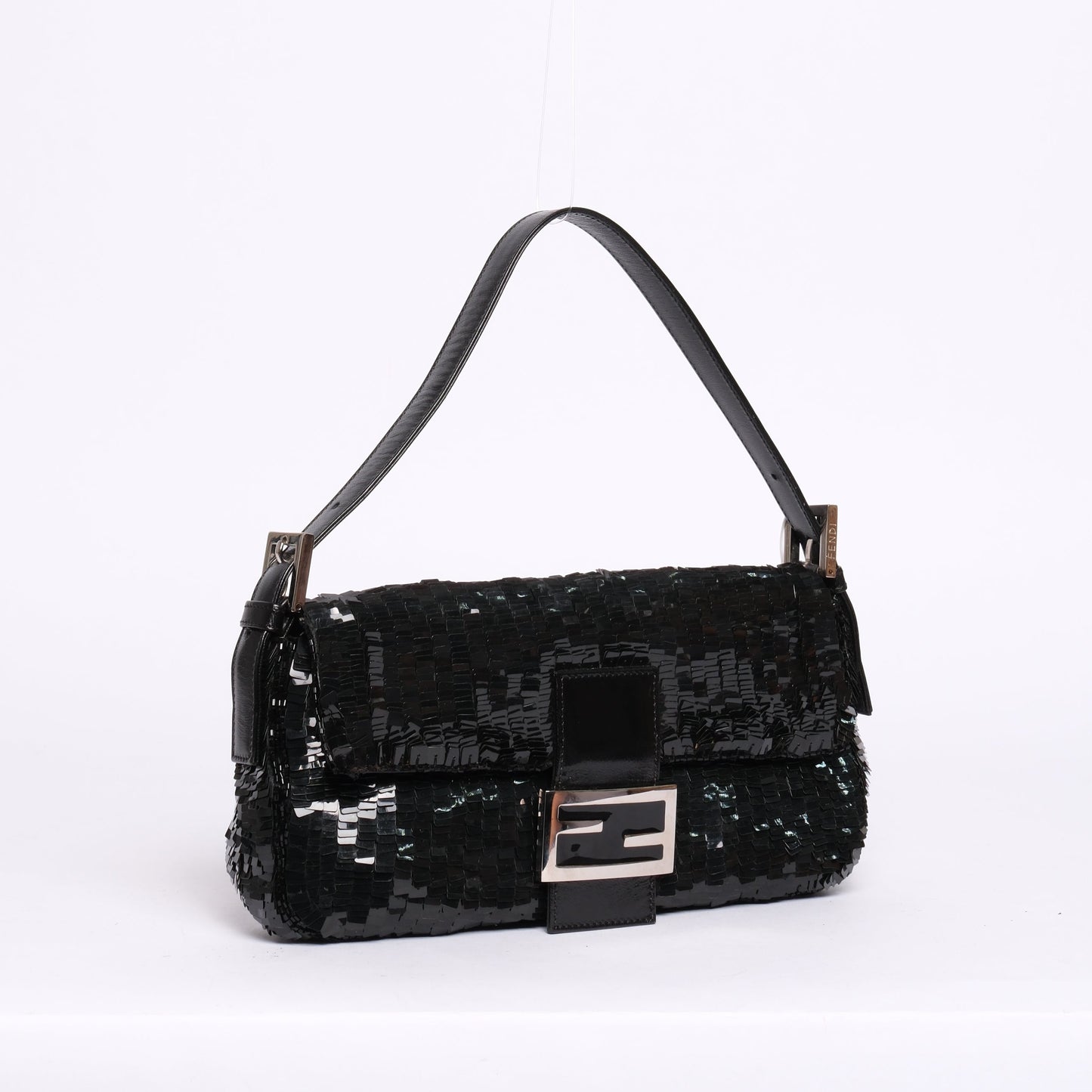 Fendi Black Sequin Baguette Shoulder Bag