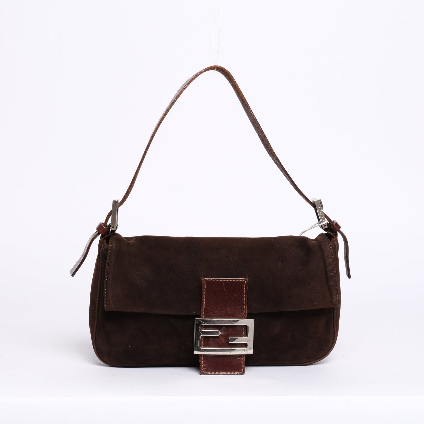Fendi Brown Suede Baguette Shoulder Bag