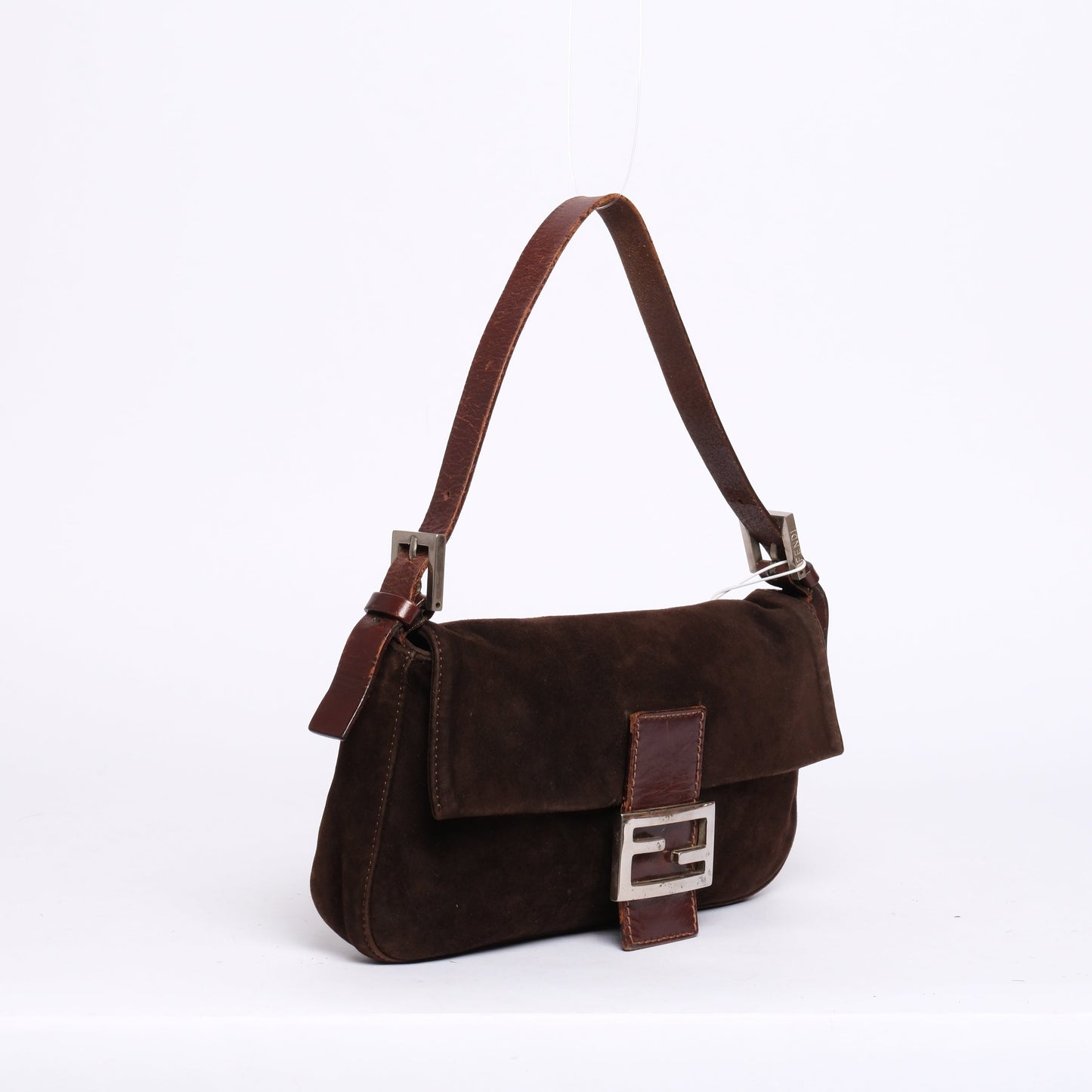 Fendi Brown Suede Baguette Shoulder Bag