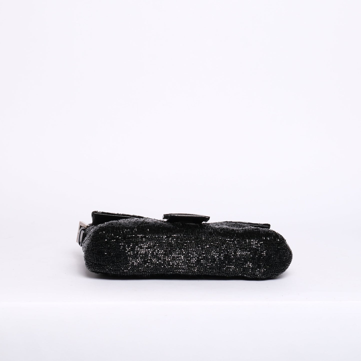 Fendi Black Beaded & Leather Baguette Shoulder Bag Black HW
