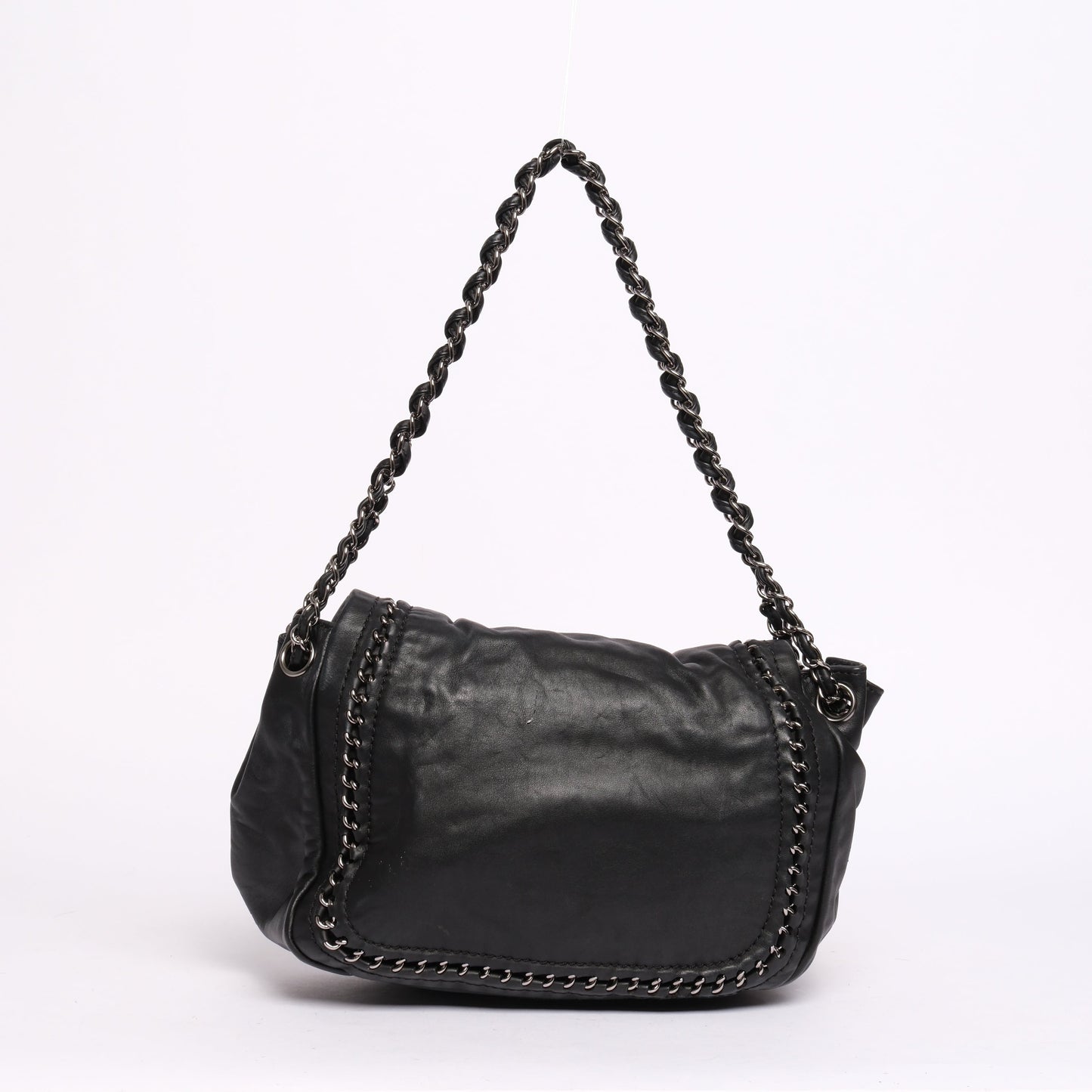 Chanel Black Leather Luxe Ligne Flap Over Shoulder Bag