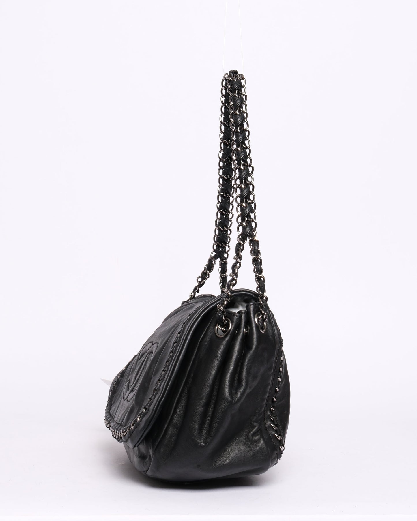 Chanel Black Leather Luxe Ligne Flap Over Shoulder Bag