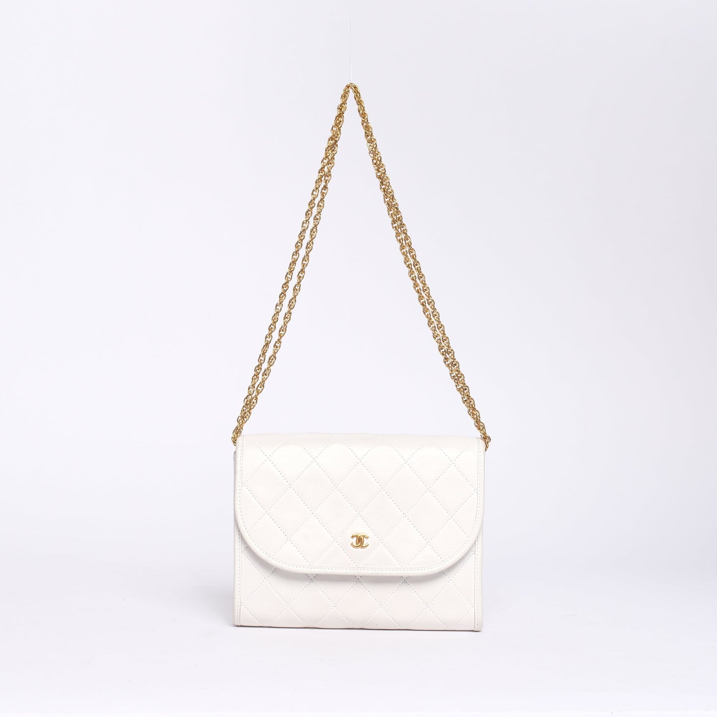 Chanel White Lambskin Small Gabrielle Flap Bag