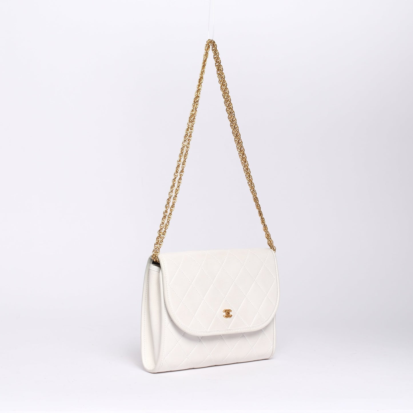 Chanel White Lambskin Small Gabrielle Flap Bag