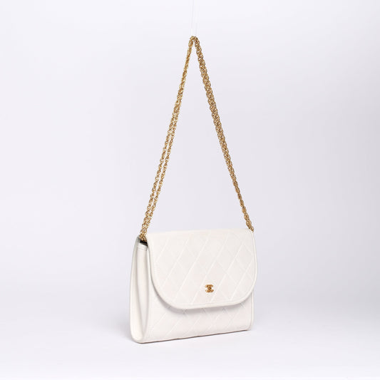Chanel White Lambskin Small Gabrielle Flap Bag