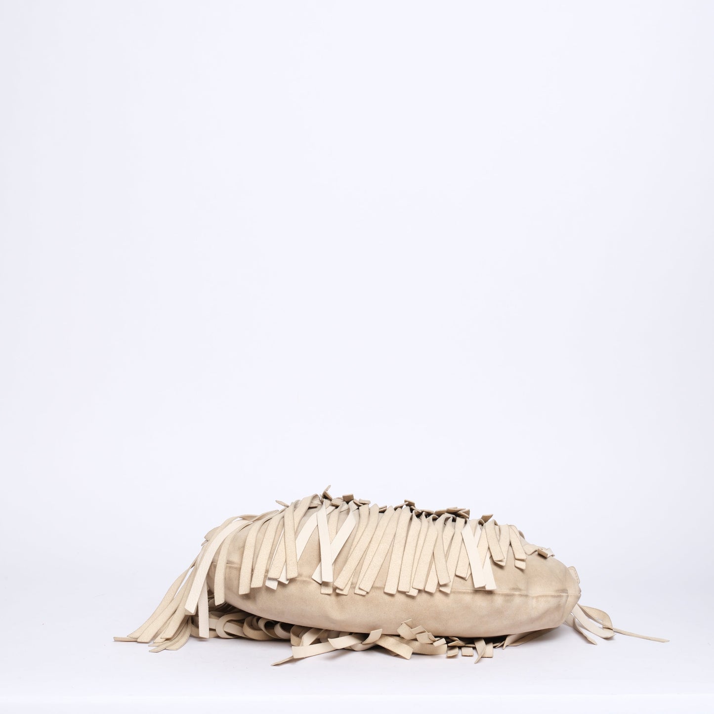 YSL White Leather Fringed Shoulder Bag