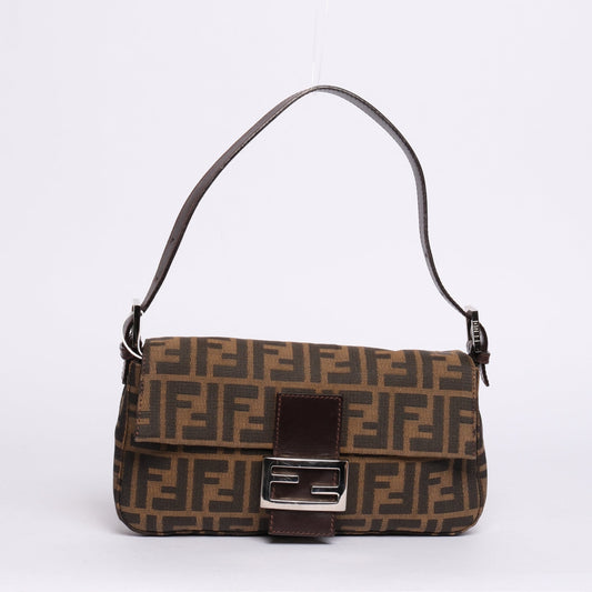 Fendi Zucca Monogram Baguette Shoulder Bag
