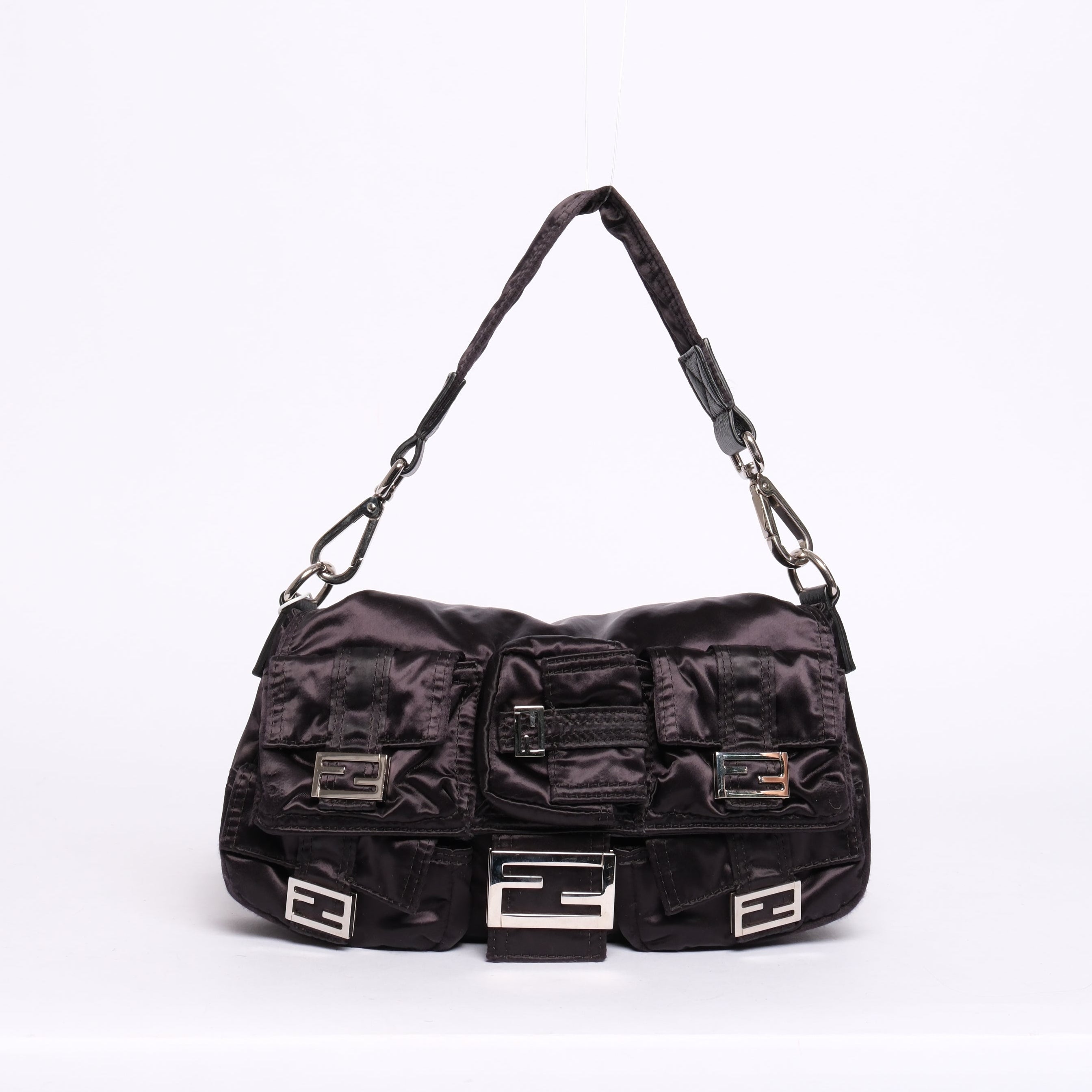 Fendi AW22 Multi Pocket Black Nylon Baguette – Rebelonging
