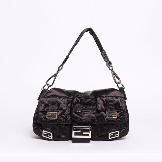 Fendi AW22 Multi Pocket Black Nylon Baguette
