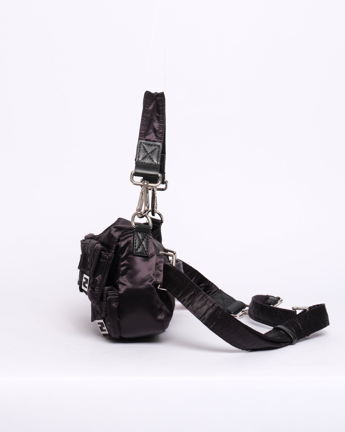 Fendi AW22 Multi Pocket Black Nylon Baguette