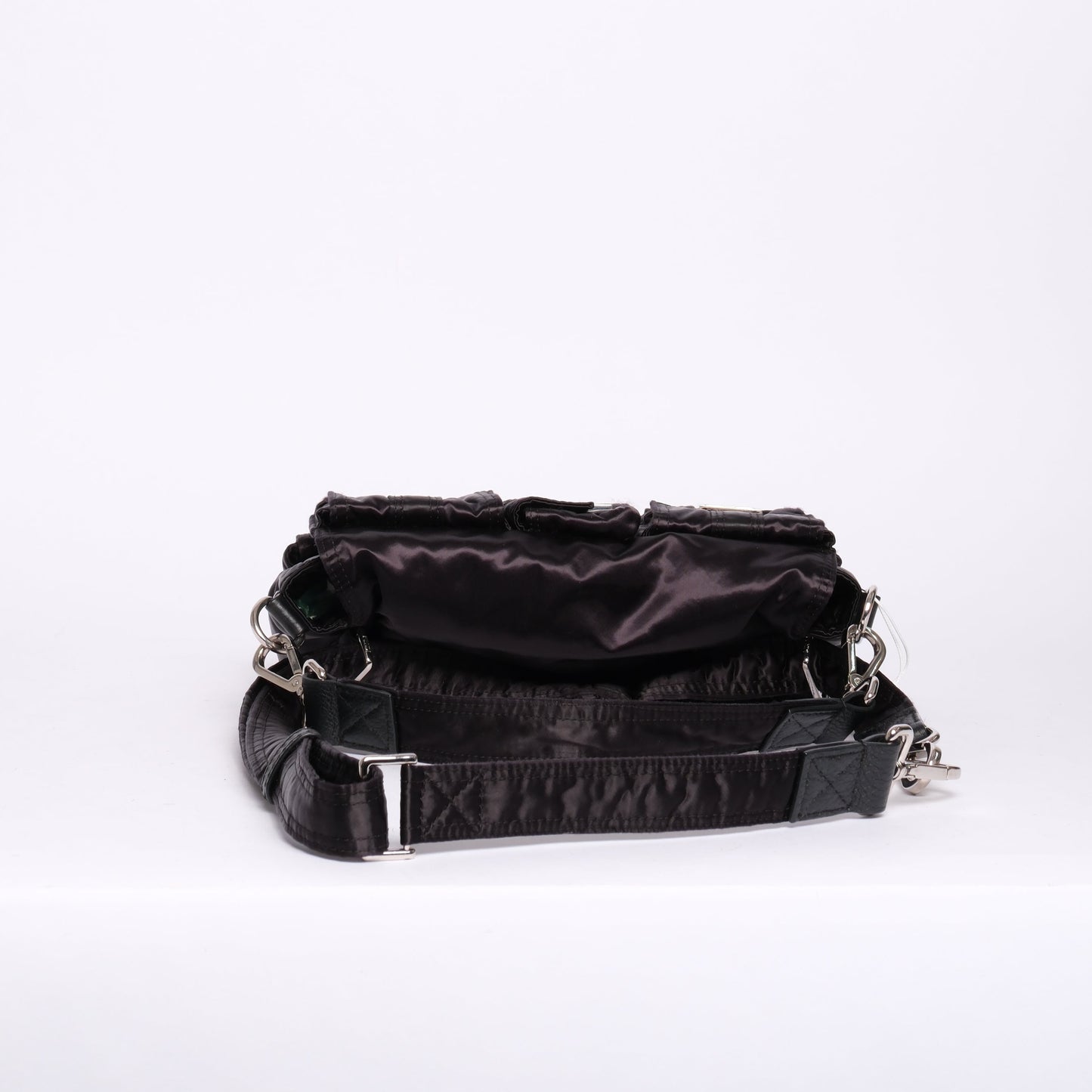 Fendi AW22 Multi Pocket Black Nylon Baguette